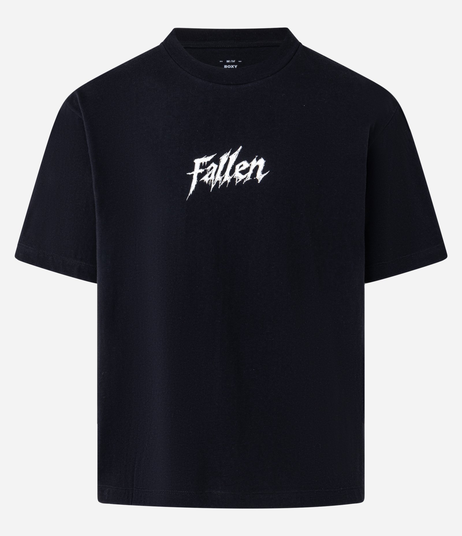 Camiseta Boxy em Algodão com Estampa de Asas e Lettering Fallen Preto 5