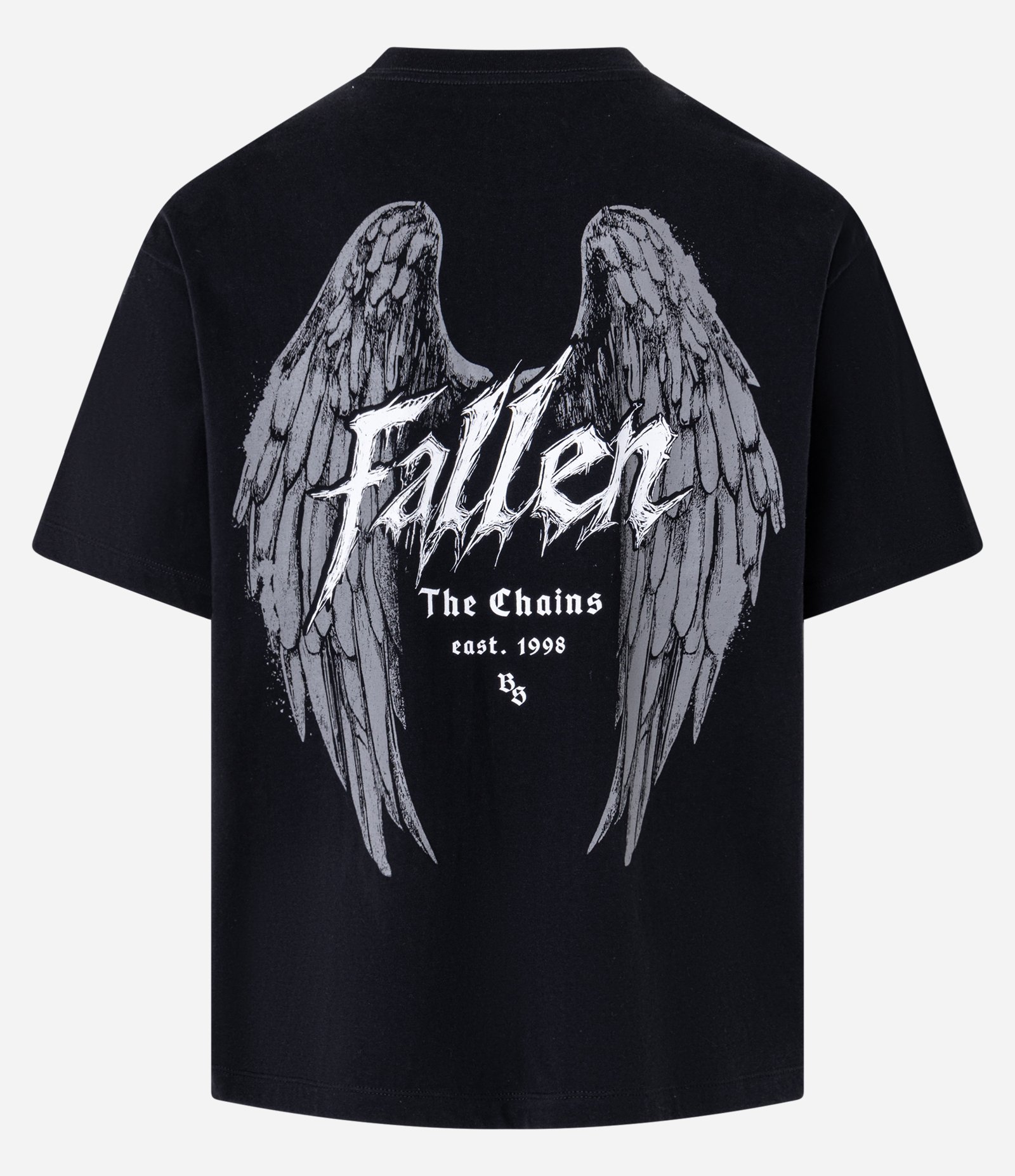 Camiseta Boxy em Algodão com Estampa de Asas e Lettering Fallen Preto 6