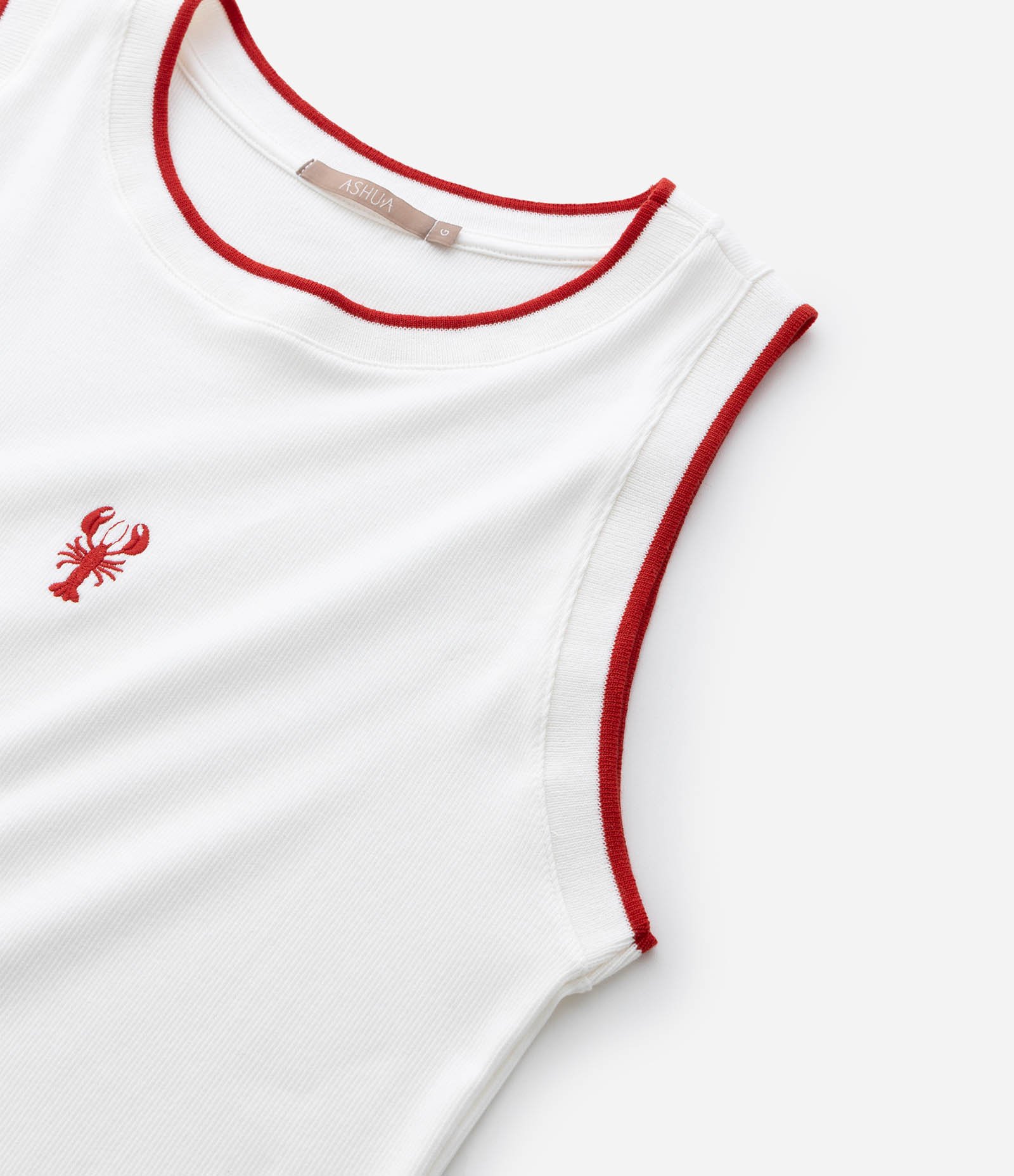 Blusa em Ribana com Bordado de Lagosta Curve & Plus Size Branco 7