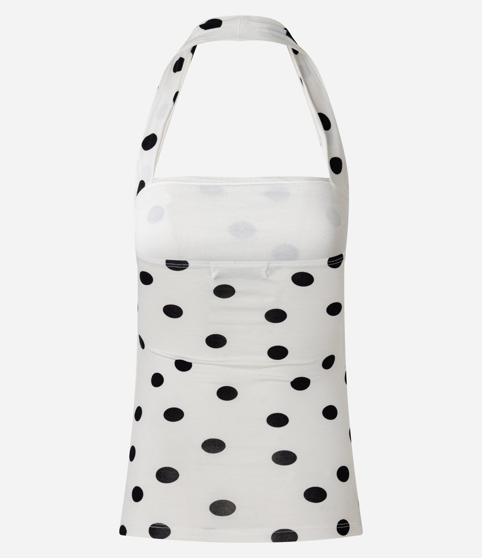 Blusa Frente Única com Detalhe Franzido e Estampa Poá Off White/Marrom 6