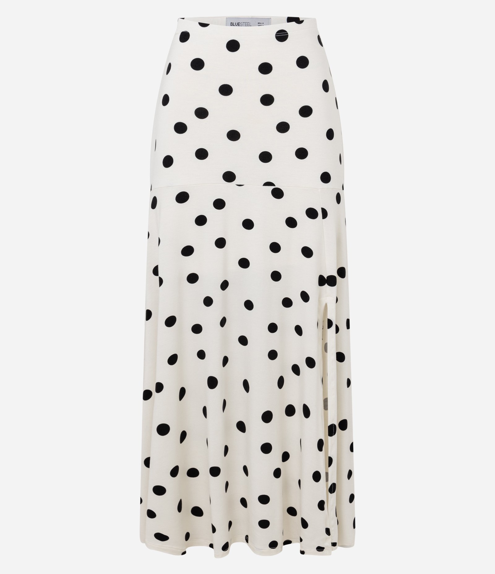 Saia Godê Long Midi em Viscose com Estampa Poá Bege 6