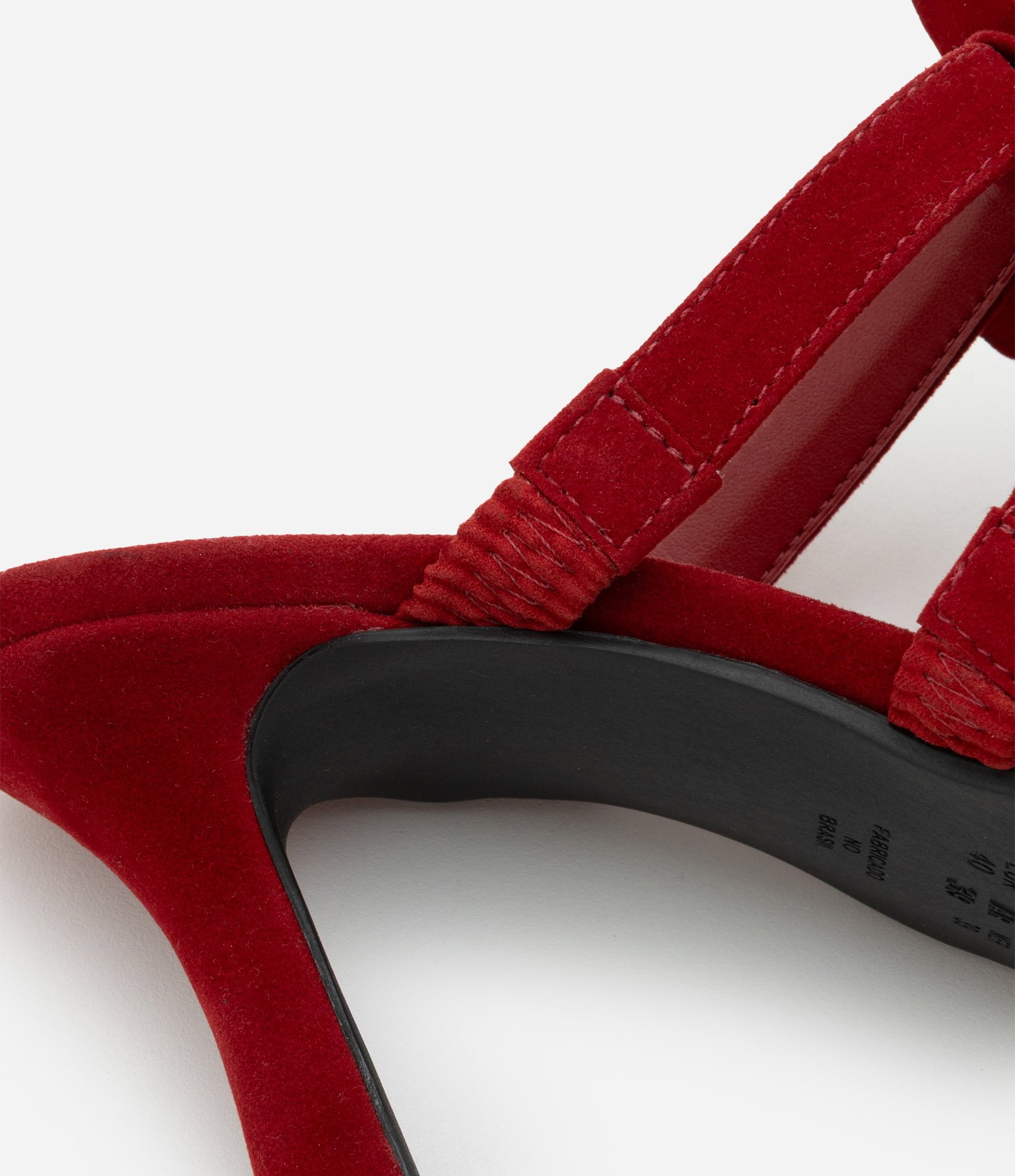 Sandália de PU com Efeito Camurça e Flor Aplicada Vermelho 3