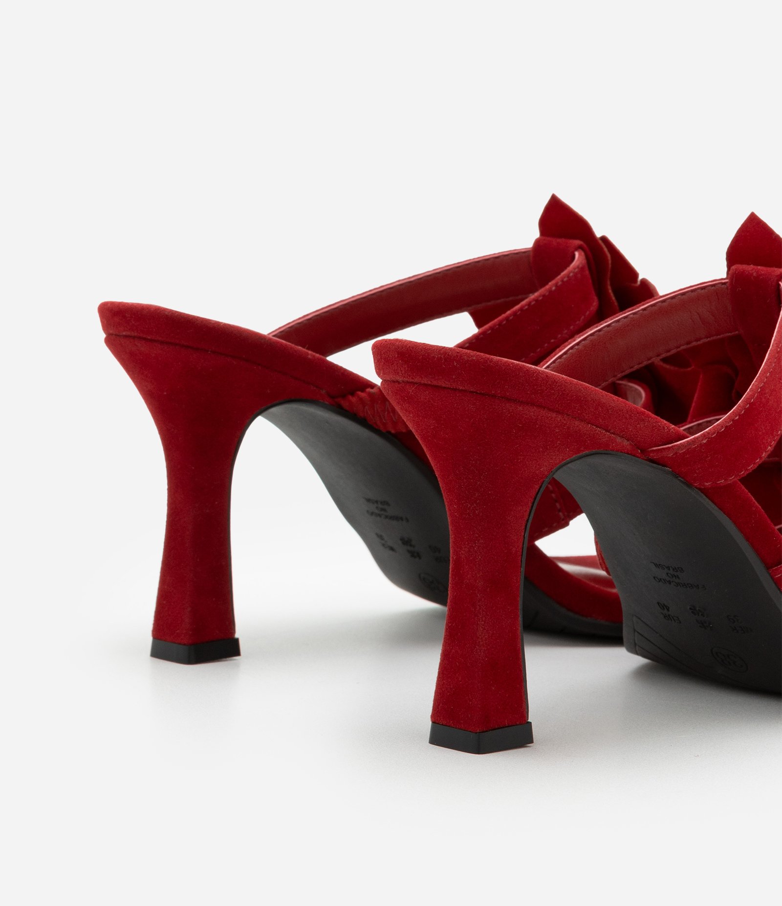 Sandália de PU com Efeito Camurça e Flor Aplicada Vermelho 4