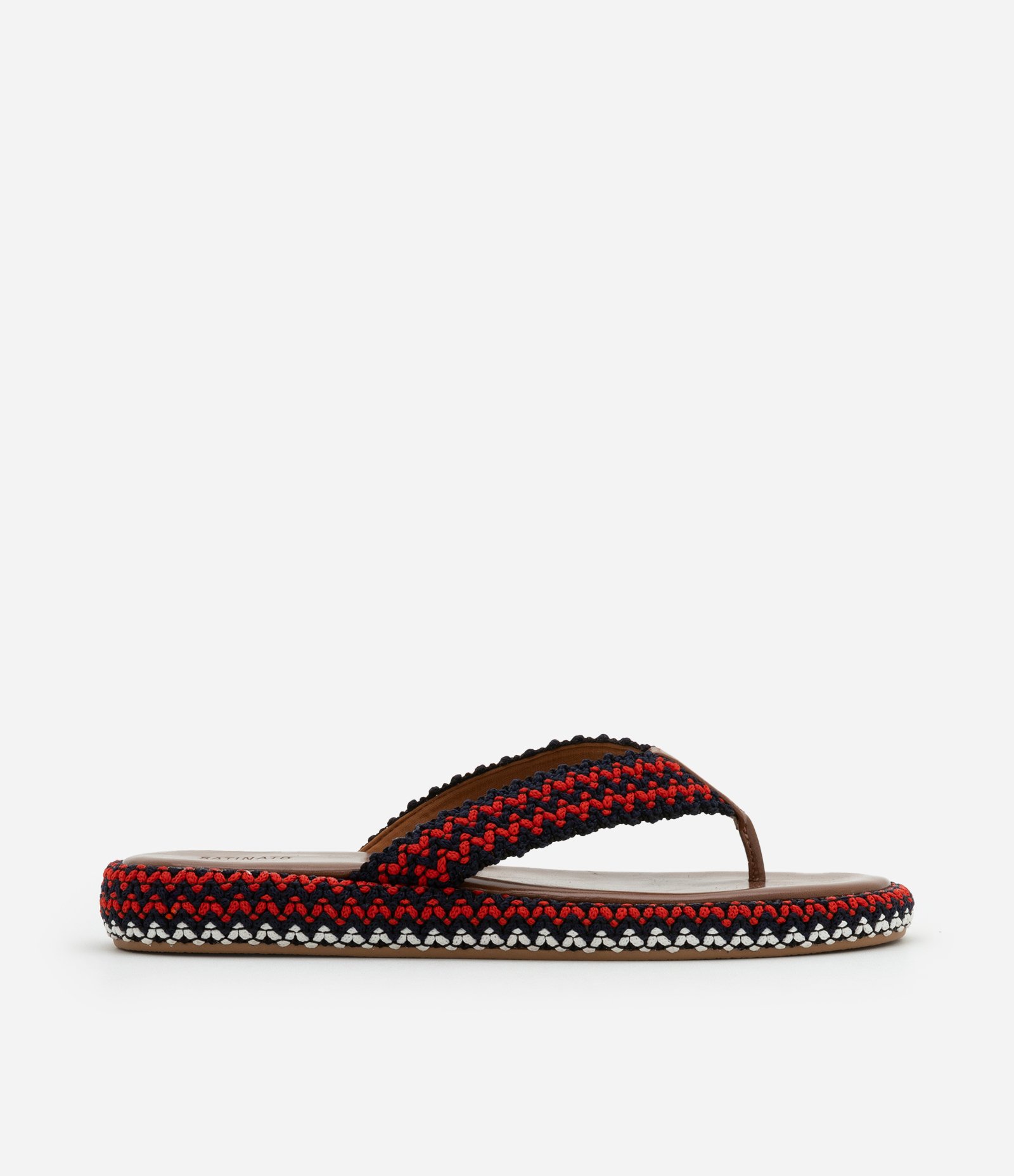 Chinelo Rasteira de Dedo com Detalhes Trançados Marrom 1