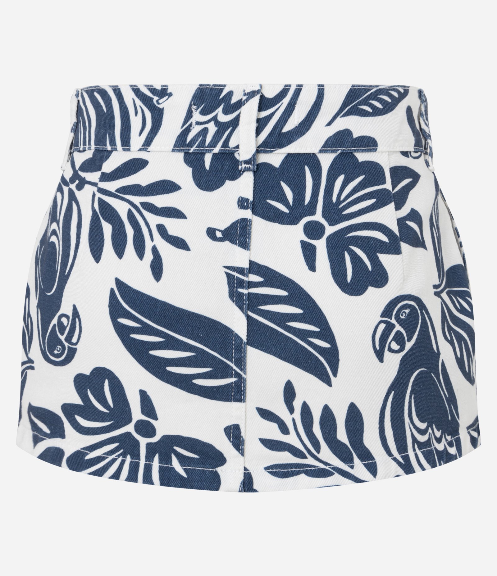 Saia Curta Cintura Baixa em Sarja com Estampa Floral Azul/Branco 6