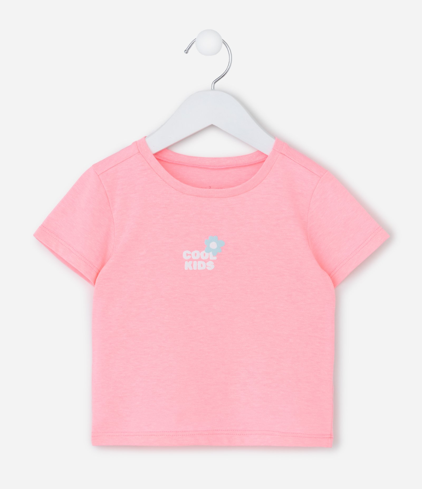 Camiseta Infantil com Estampa Lettering Cool Kids - Tam 1 a 6 Anos Rosa Neon 1