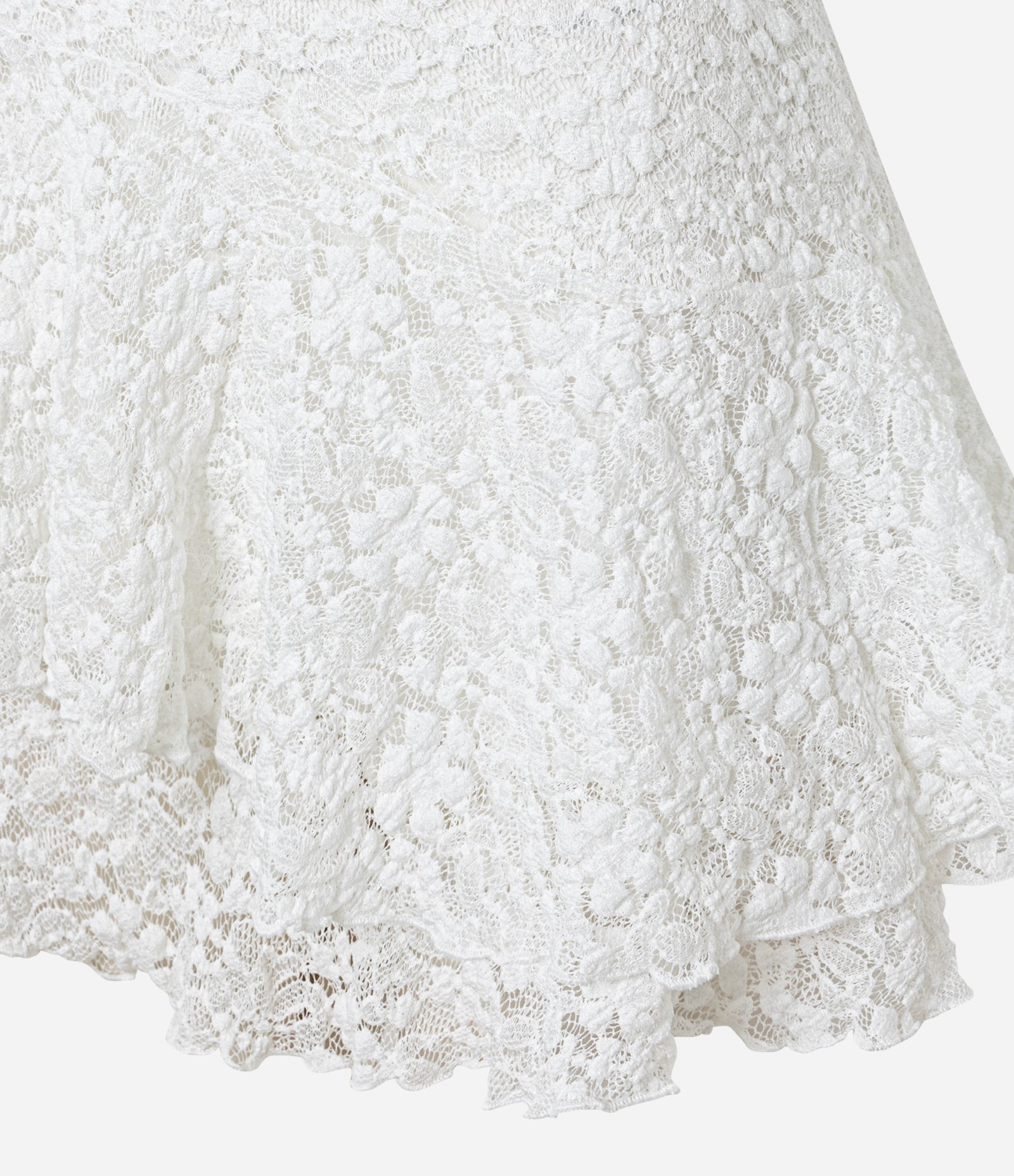 Saia Curta em Renda com Babado Assimétrico Branco 6