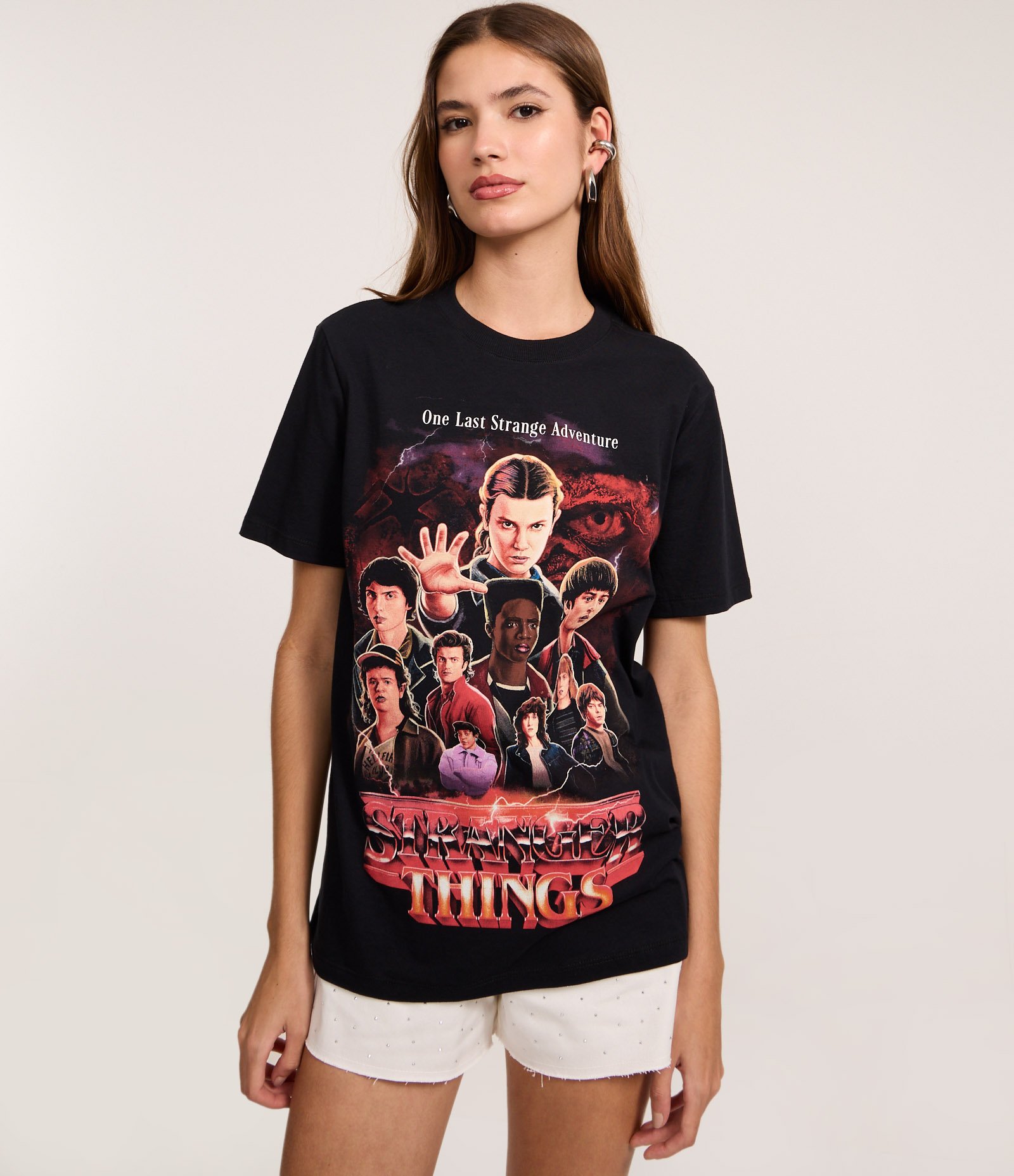 Camiseta T-Shirt em Algodão com Estampa Stranger Things Preto 3