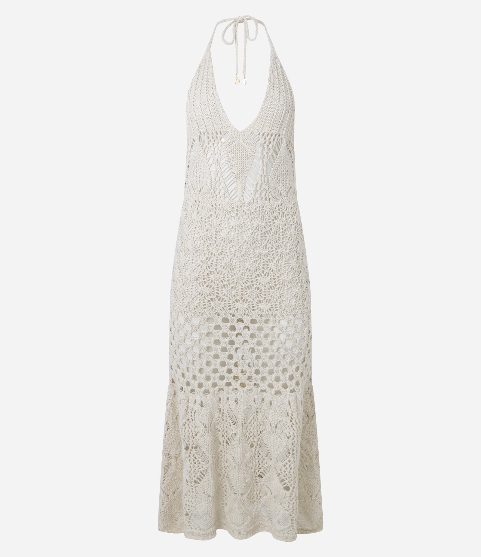 Saída de Praia Vestido Longo de Frente Única em Tricô Branco 7