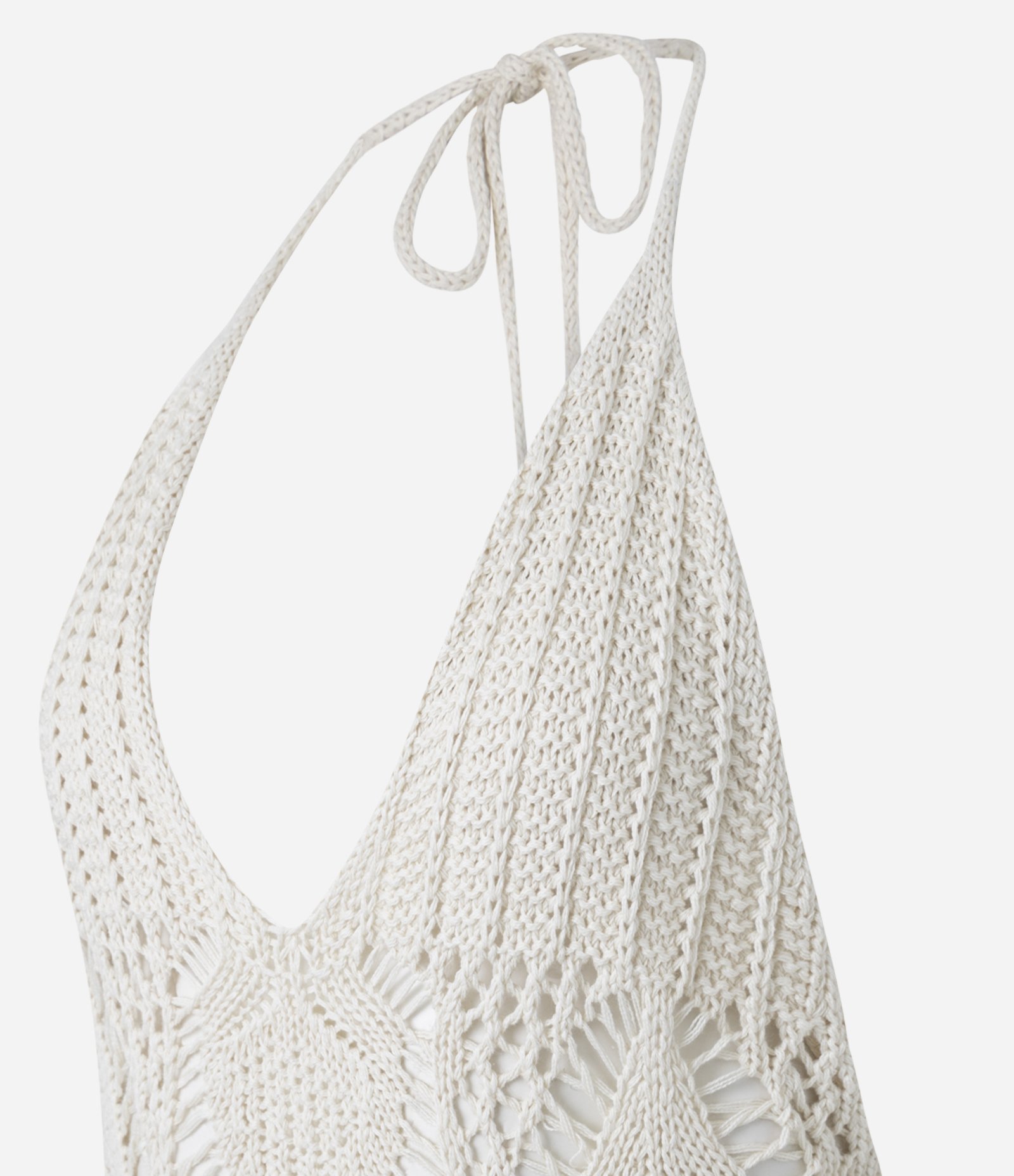 Saída de Praia Vestido Longo de Frente Única em Tricô Branco 8