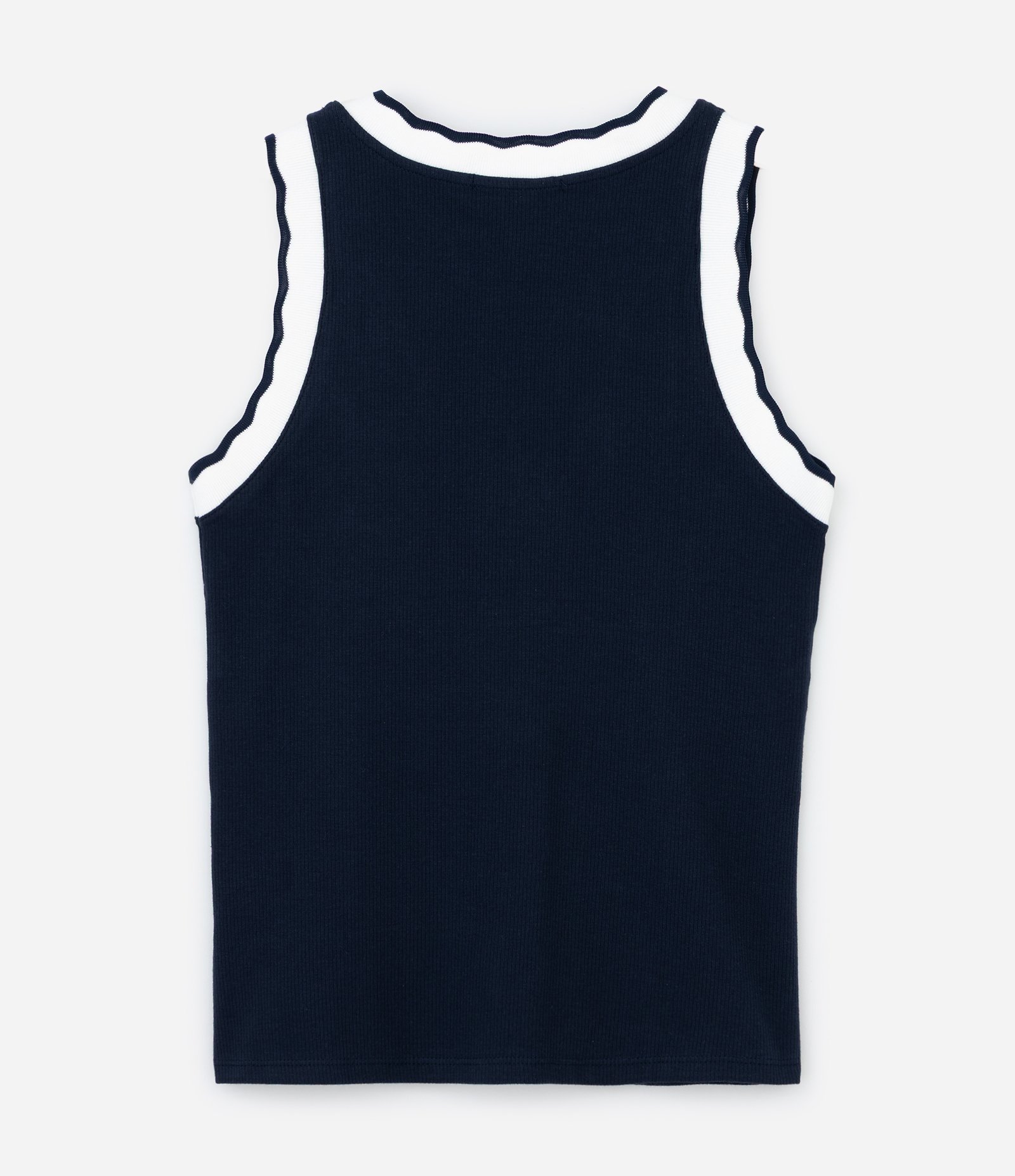 Blusa Regata em Ribana com Gola V em Retilínea Curve & Plus Size Azul 6