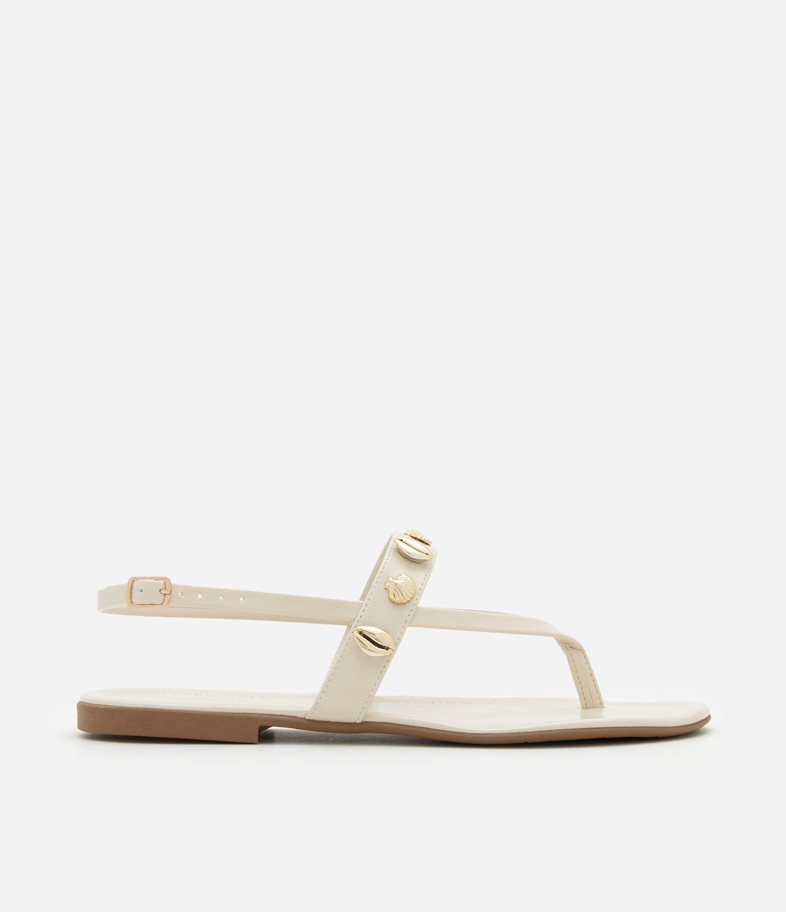 Sandália Rasteira com Tiras Finas e Pingentes de Fundo do Mar Off White 1