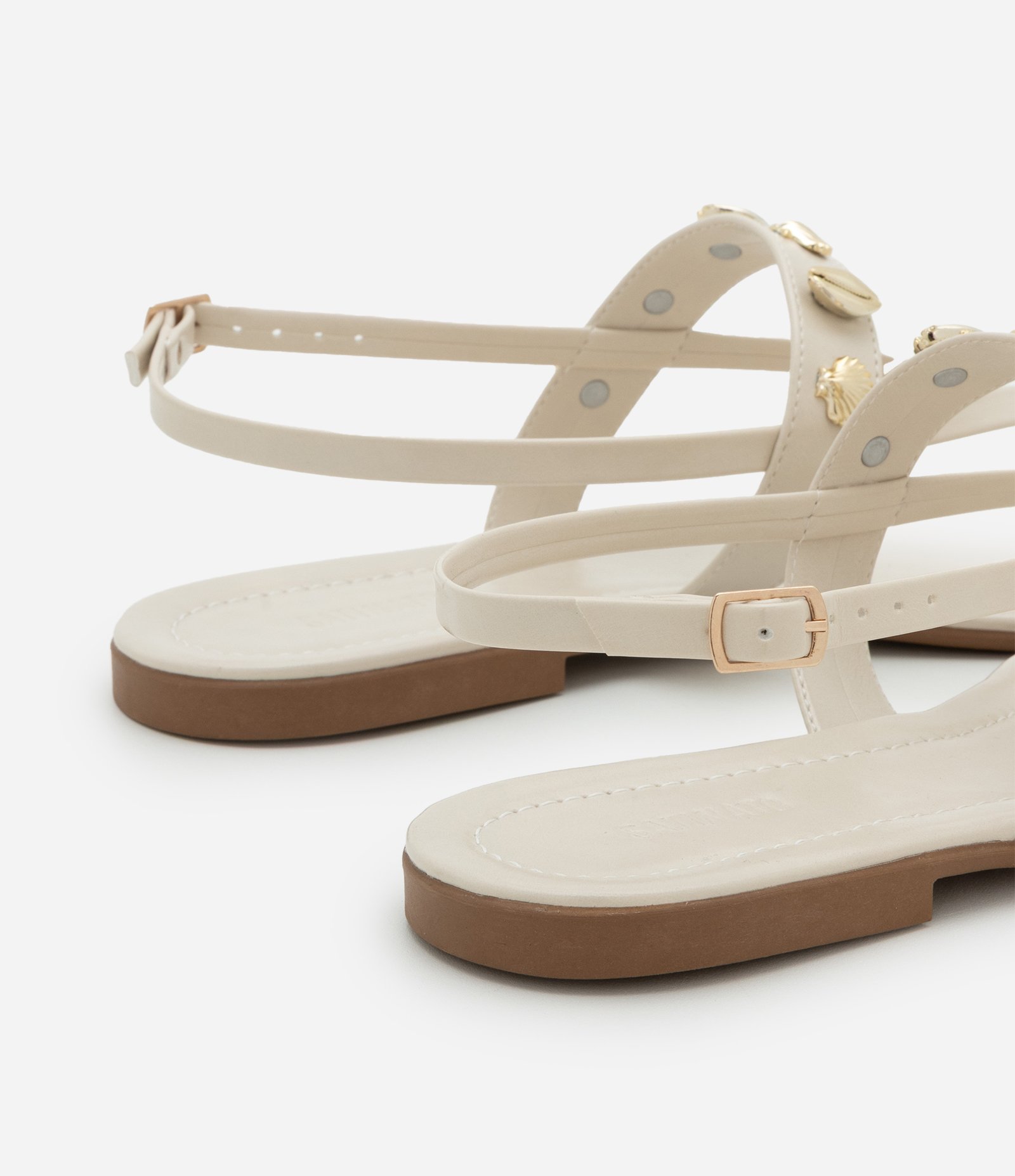 Sandália Rasteira com Tiras Finas e Pingentes de Fundo do Mar Off White 3