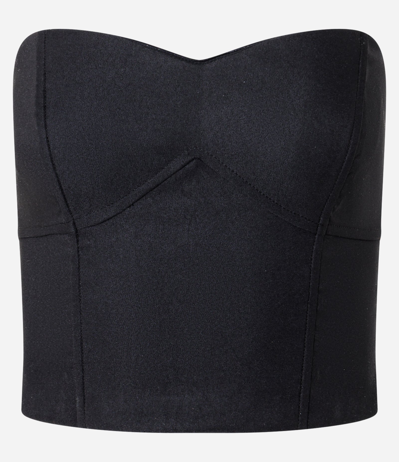 Blusa Corset Regular em Bengaline com Frisos Preto 1
