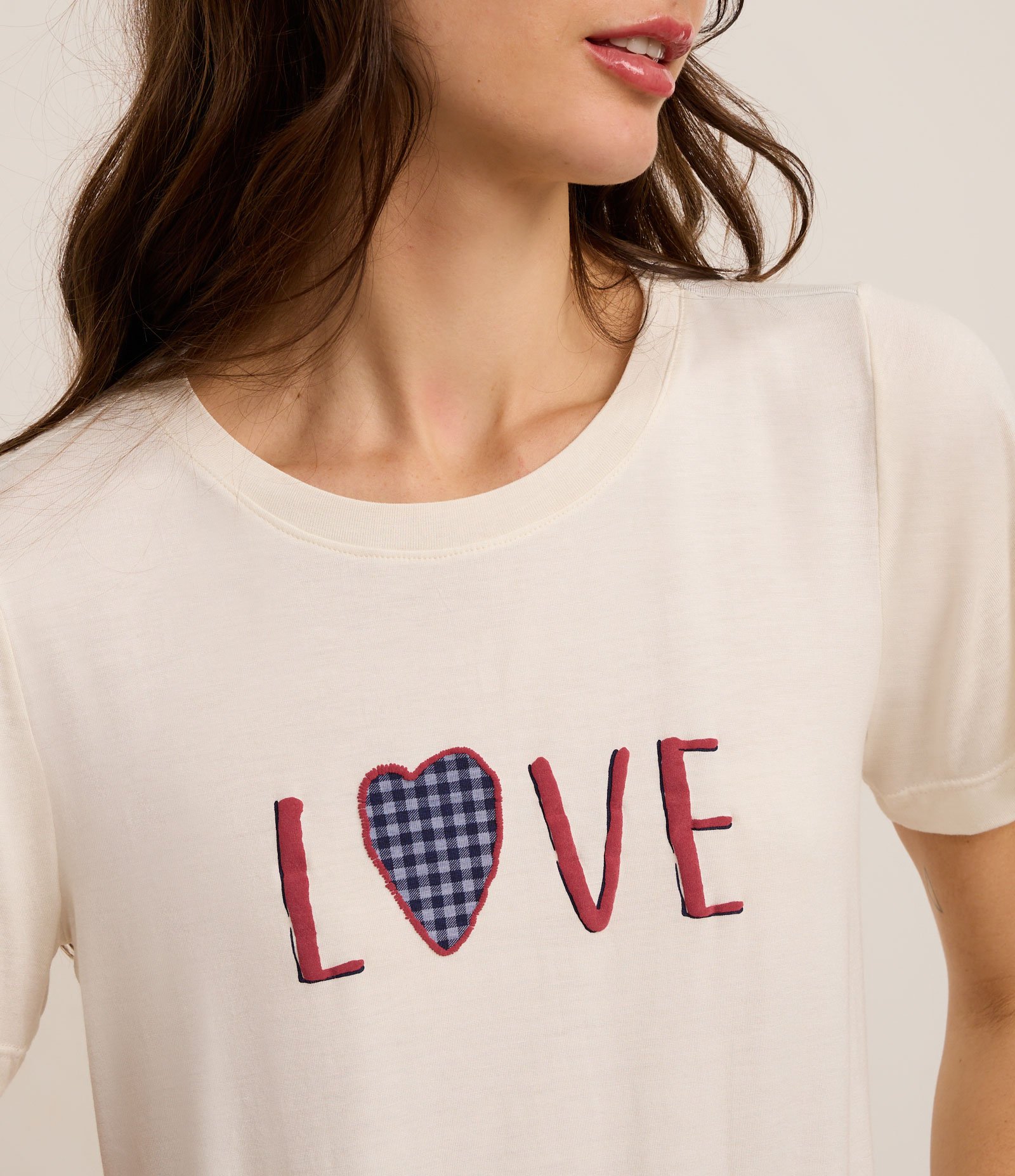Blusa de Pijama em Viscose com Estampa Love Branco 3