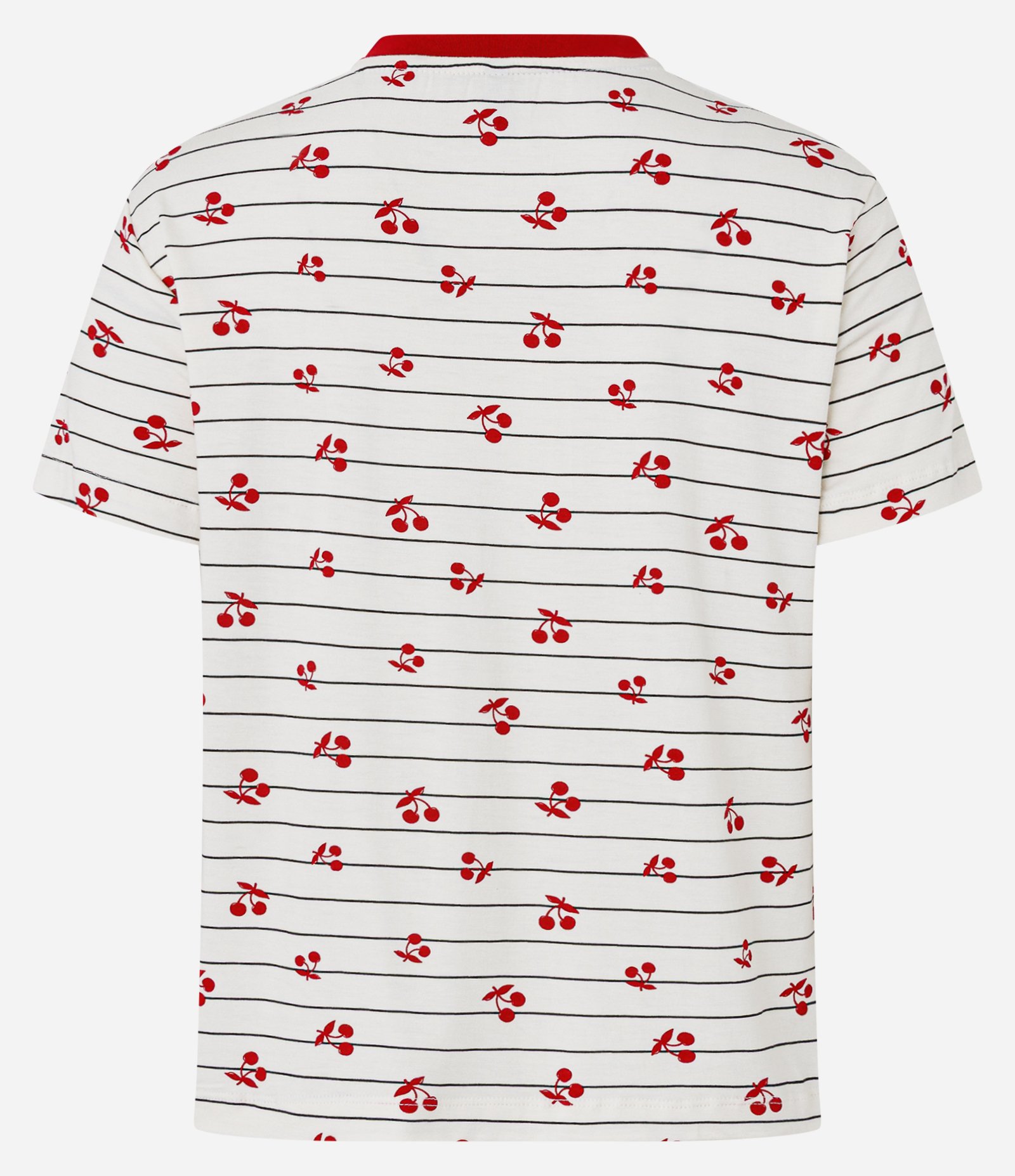 Blusa de Pijama em Viscose Listrada com Cerejinhas Off White 5