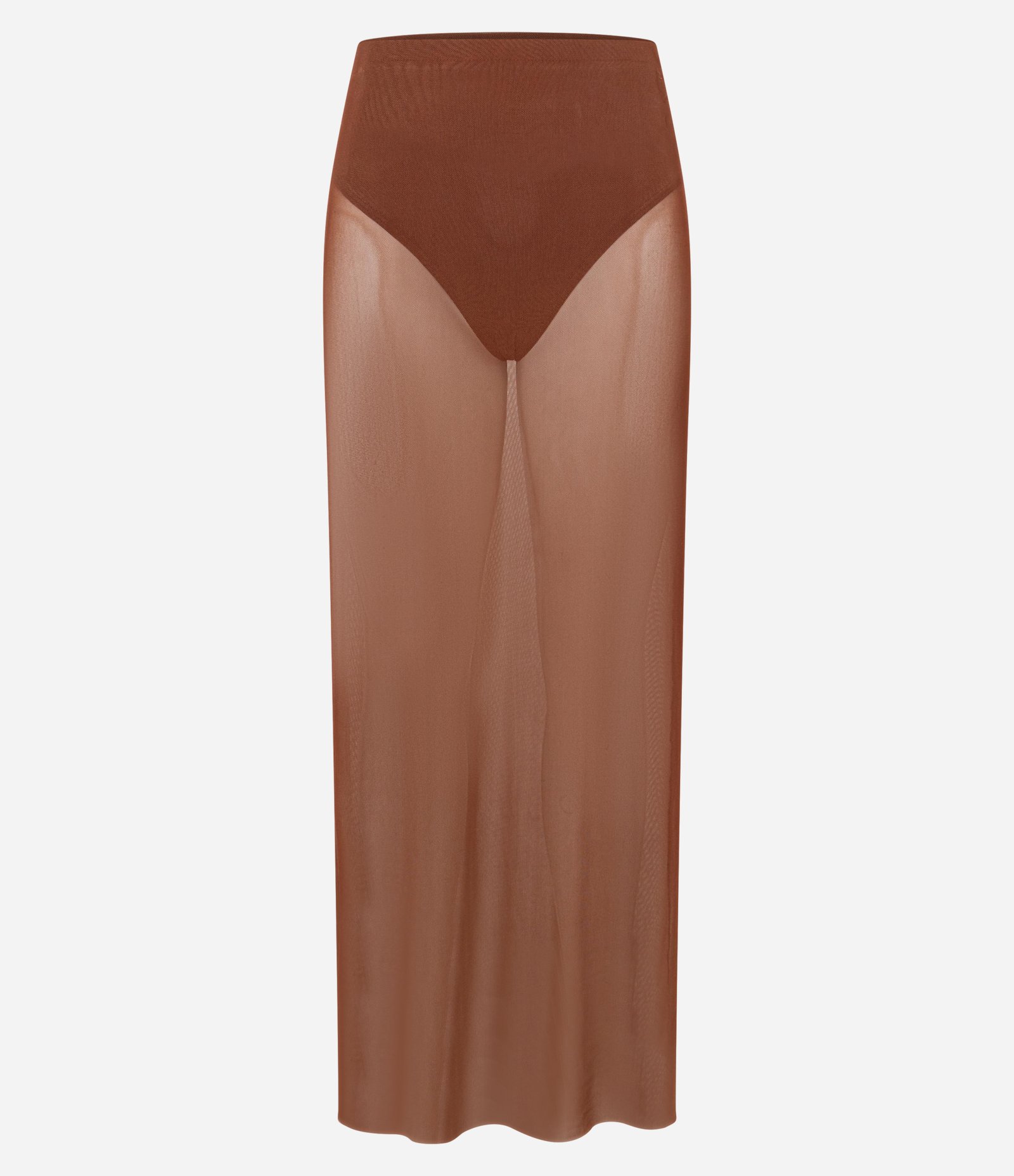 Saia Longa em Tule com Hot Pants Marrom 6