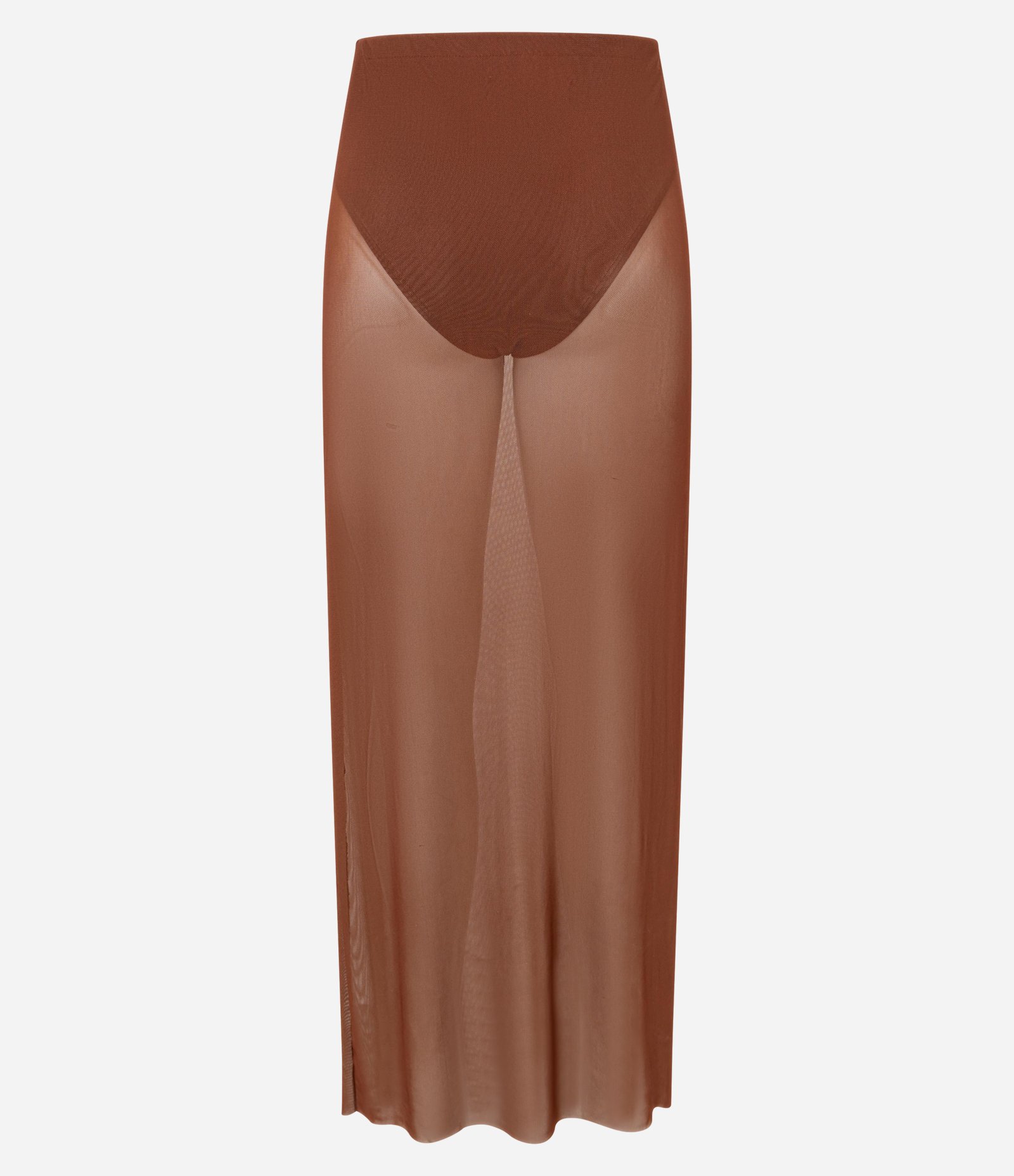 Saia Longa em Tule com Hot Pants Marrom 7