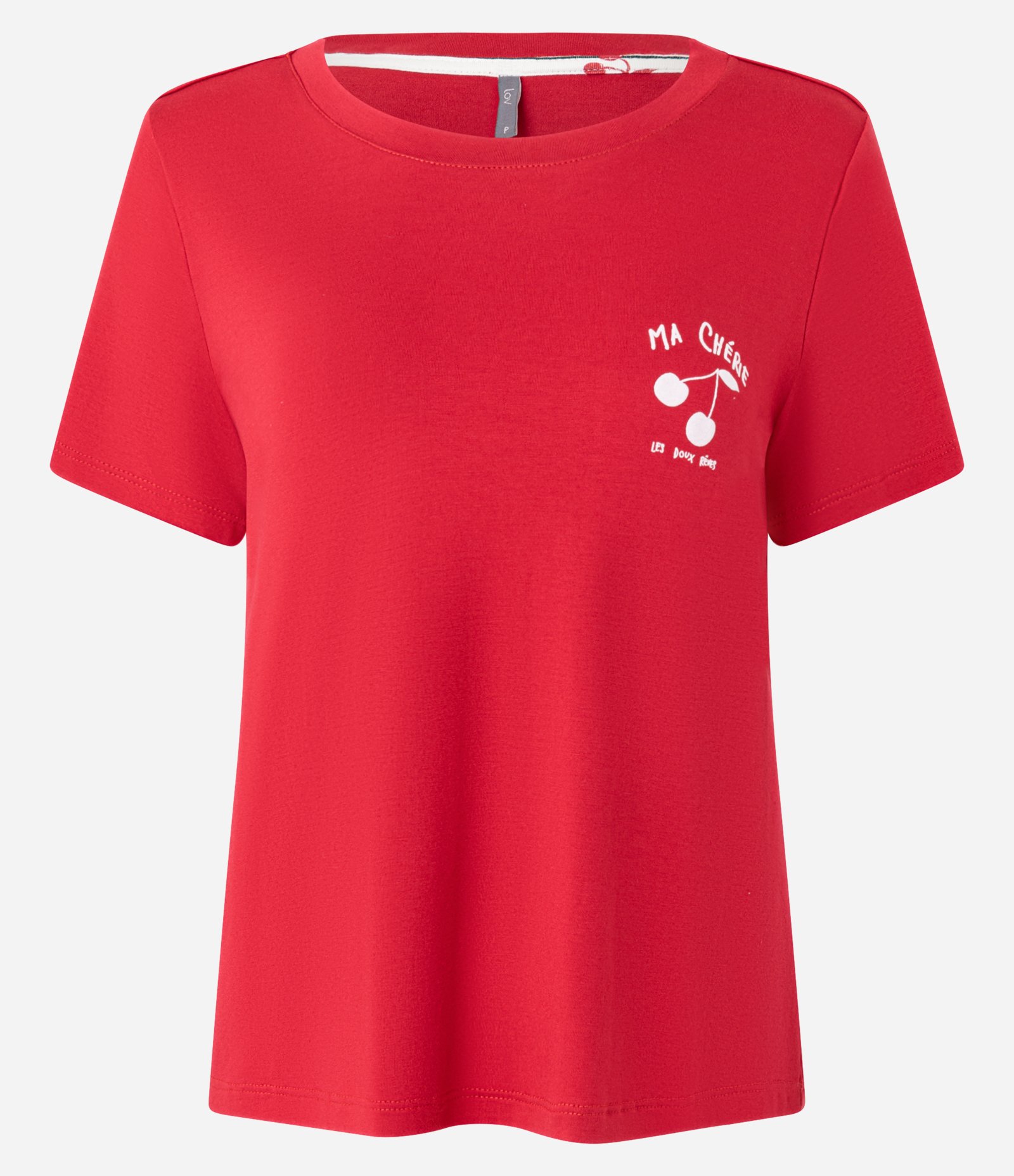 Blusa de Pijama em Viscose com Estampa de Cereja Vermelho 4