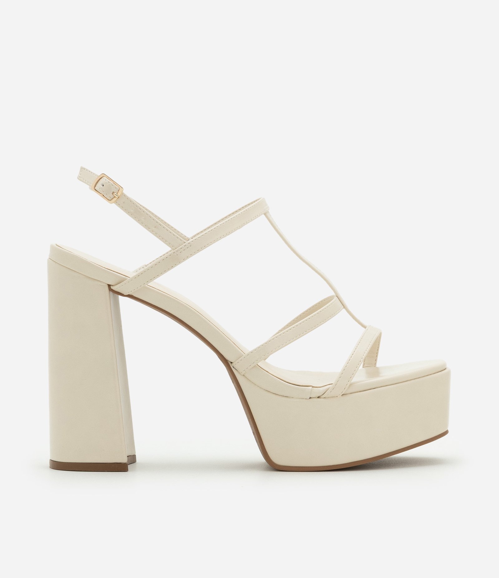 Sandália Meia Pata com Tiras Finas e Salto Super Alto Off White 1