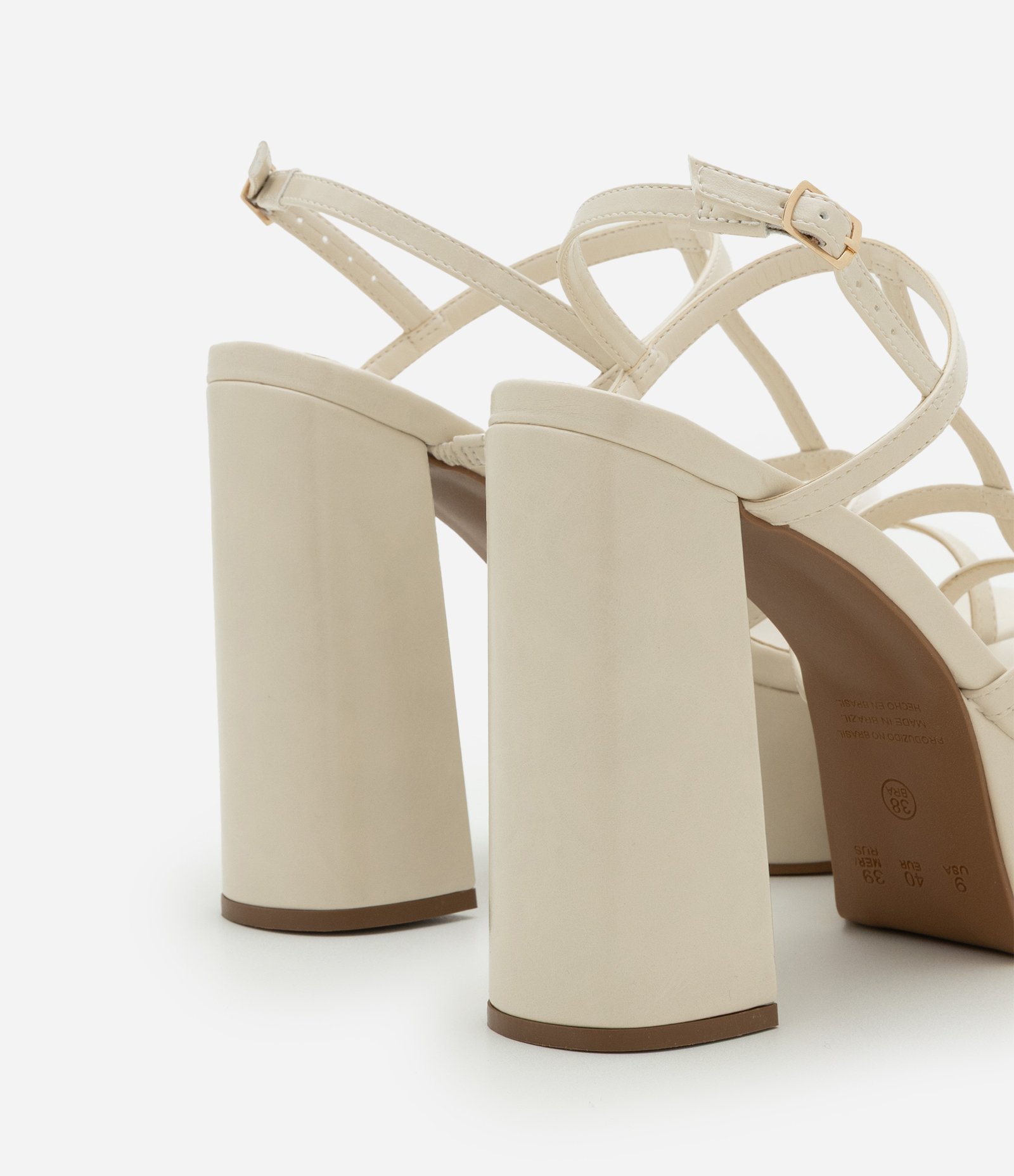 Sandália Meia Pata com Tiras Finas e Salto Super Alto Off White 5