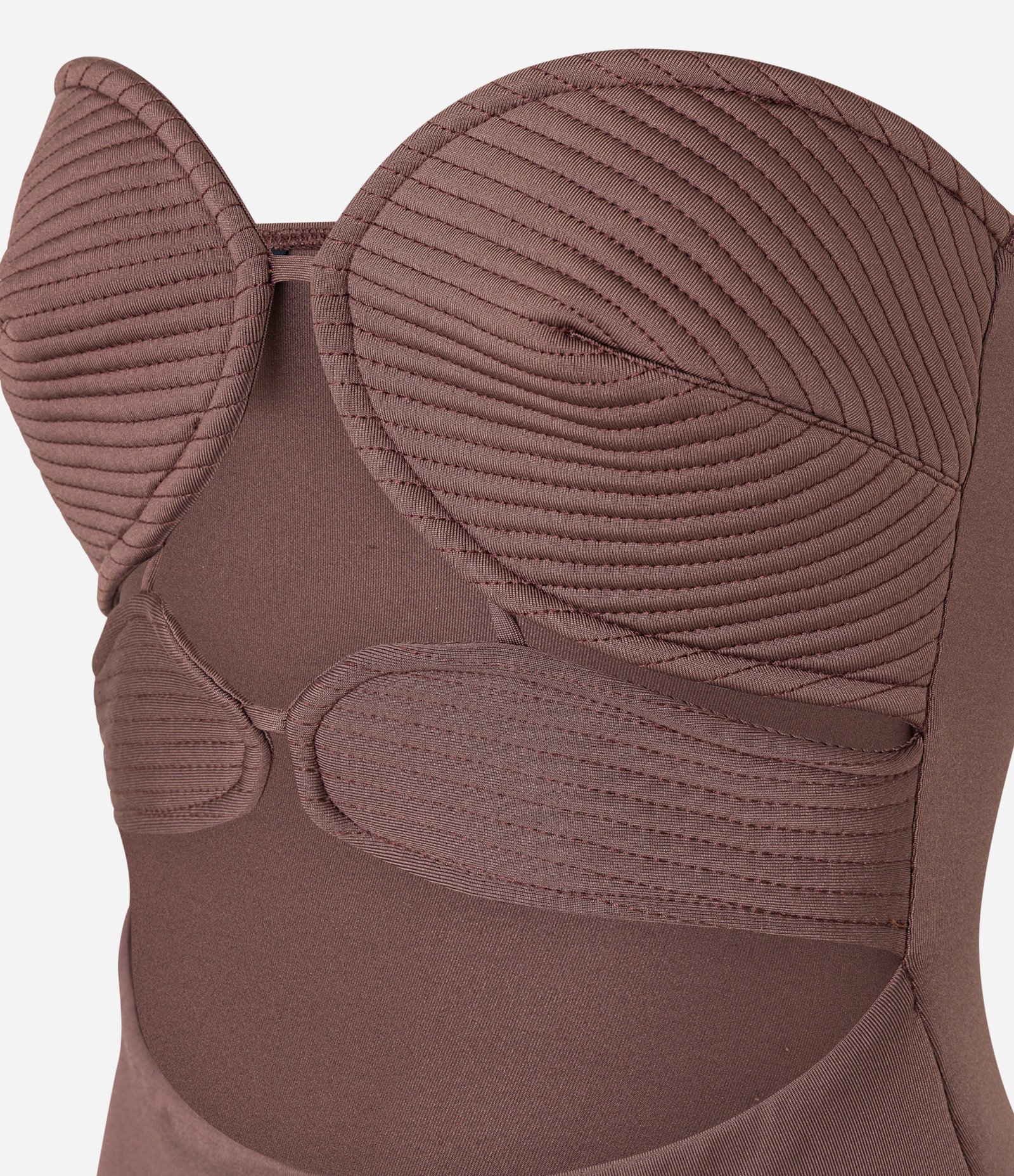 Body em Crepe Bicolor com Busto Pespontado Marrom 6