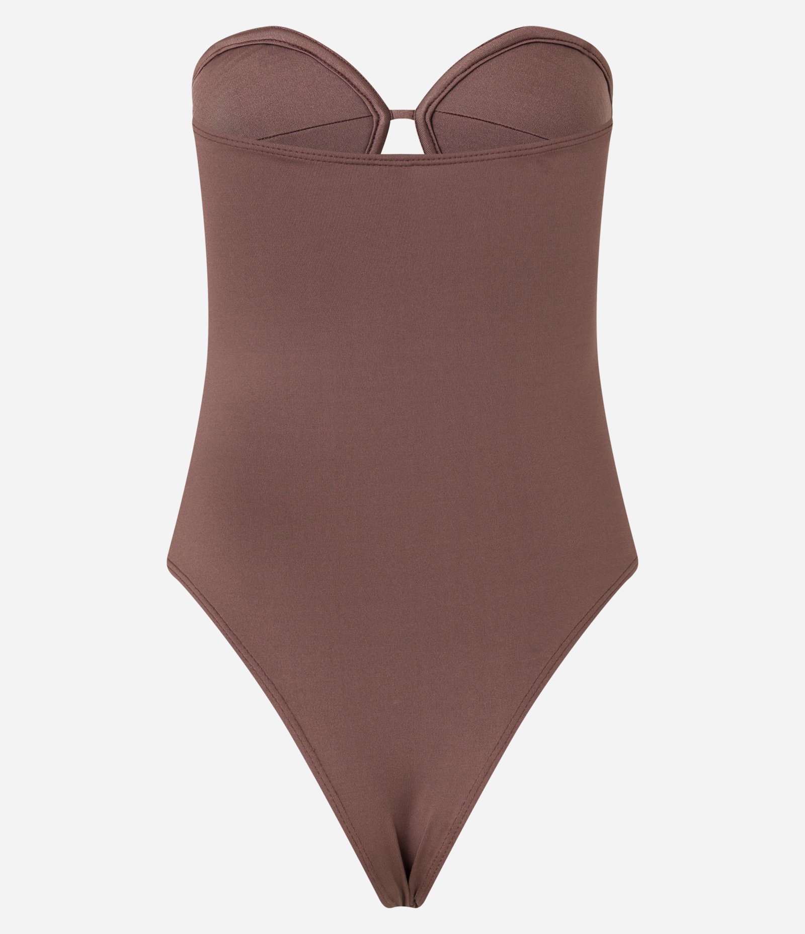 Body em Crepe Bicolor com Busto Pespontado Marrom 7