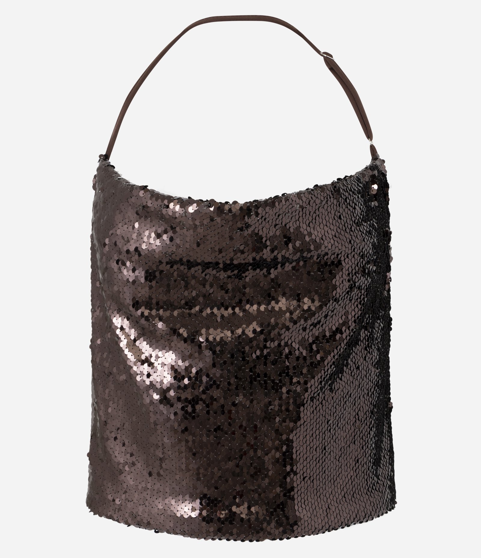 Blusa Frente Única em Paetê com Detalhe De Alças nas Costas Marrom 6