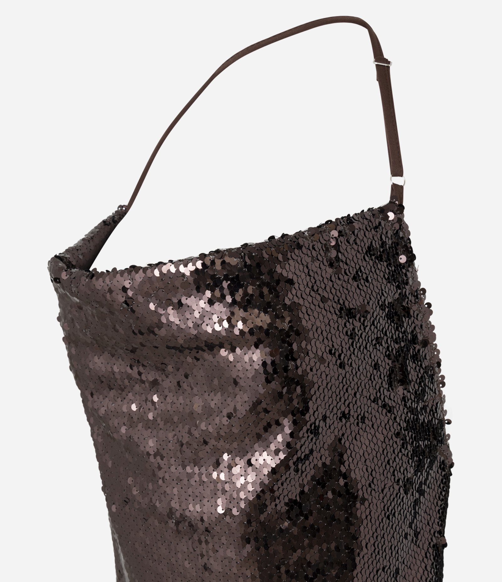 Blusa Frente Única em Paetê com Detalhe De Alças nas Costas Marrom 7