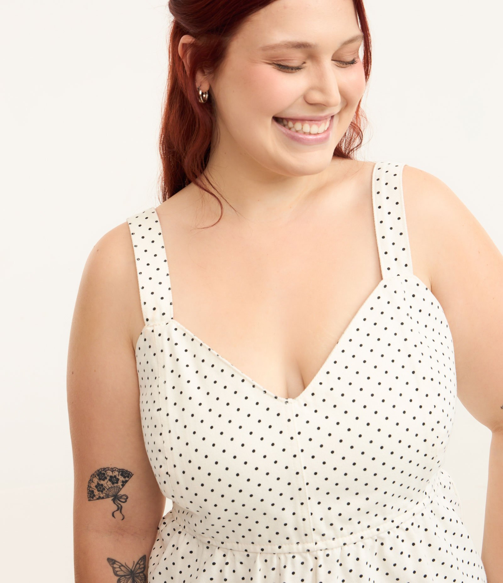 Vestido Midi em Sarja com Estampa Poá Curve & Plus Size Branco 4