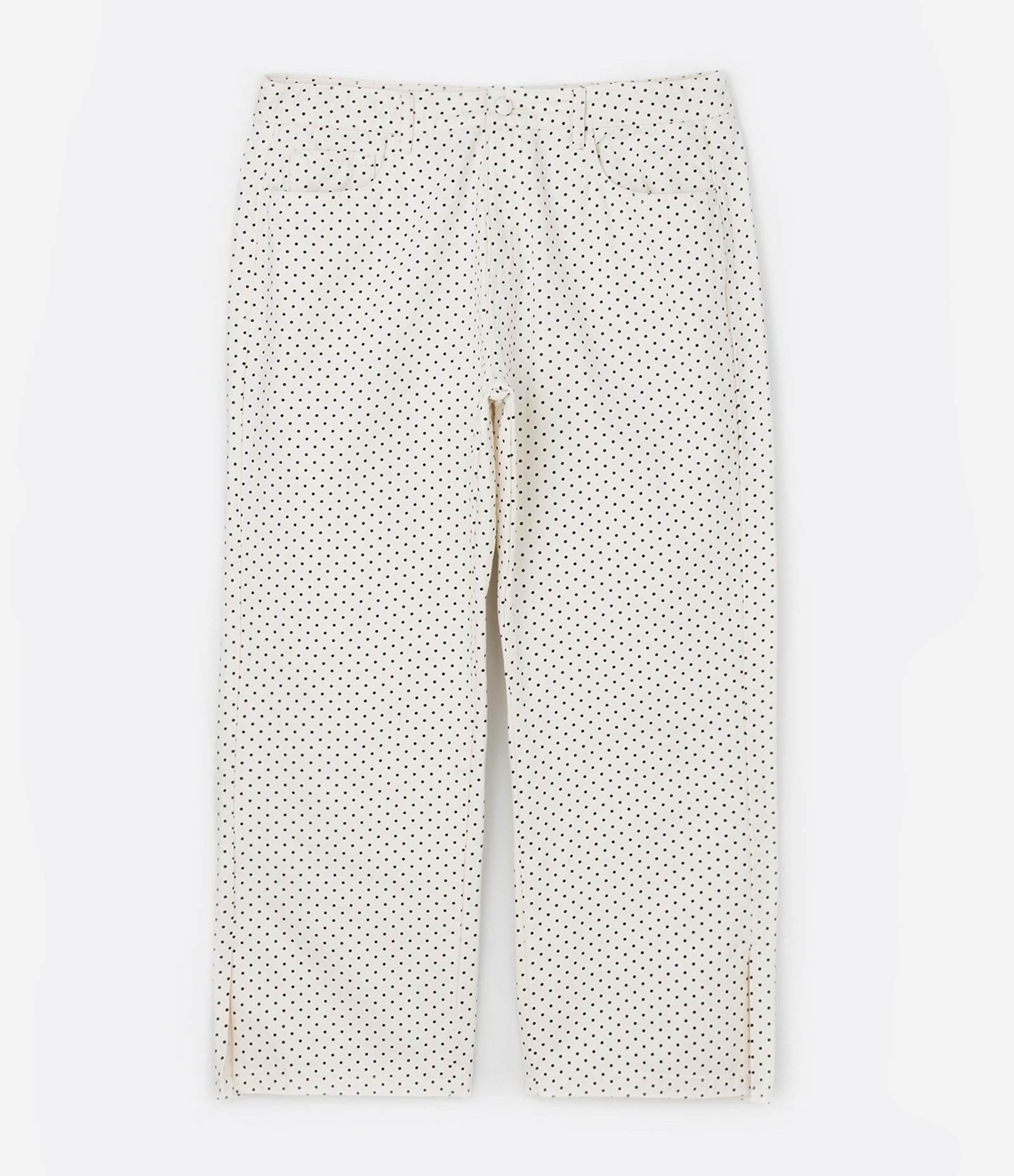 Calça Reta em Sarja Poá com Fenda na Barra Curve & Plus Size Branco 6