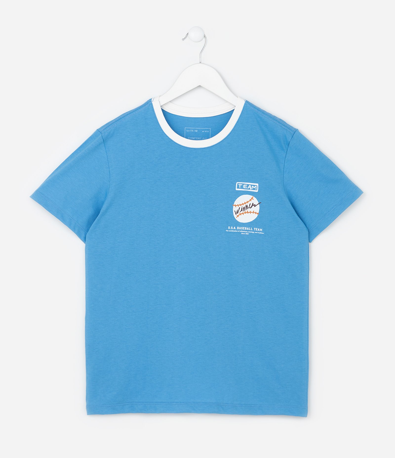 Camiseta Infantil Regular com Estampa de Baseball - Tam 5 a14 Anos Azul 1