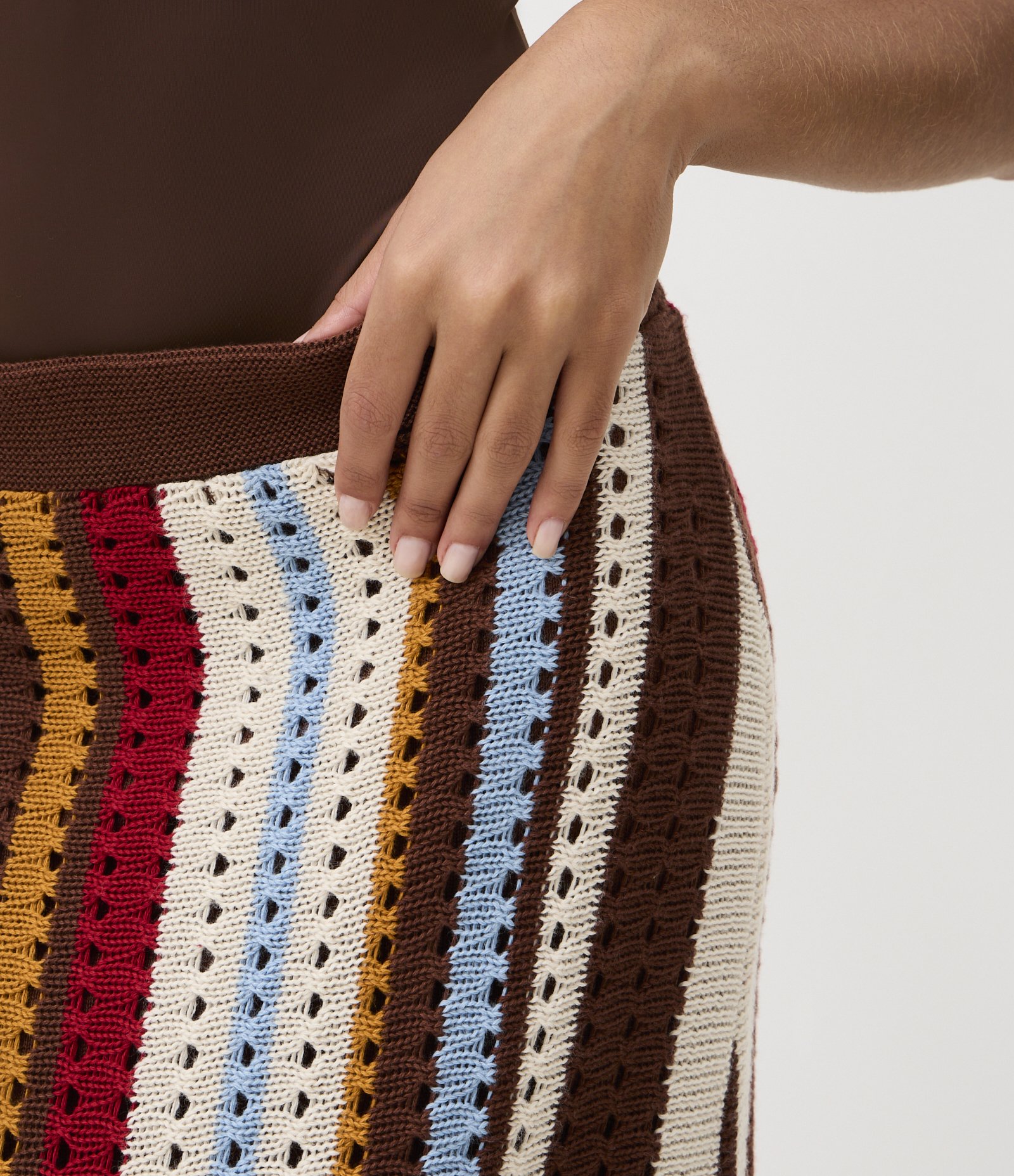 Saia Midi em Tricô com Listras Verticais Multicores 6