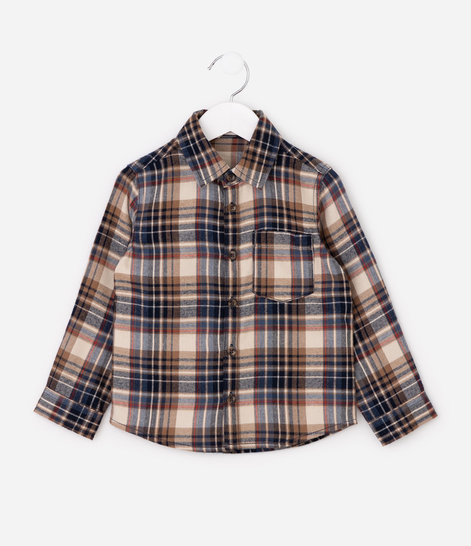 Camisa Infantil em Flanela com Estampa Xadrez – Tam 1 a 4 Anos Marrom/Bege/Azul 2