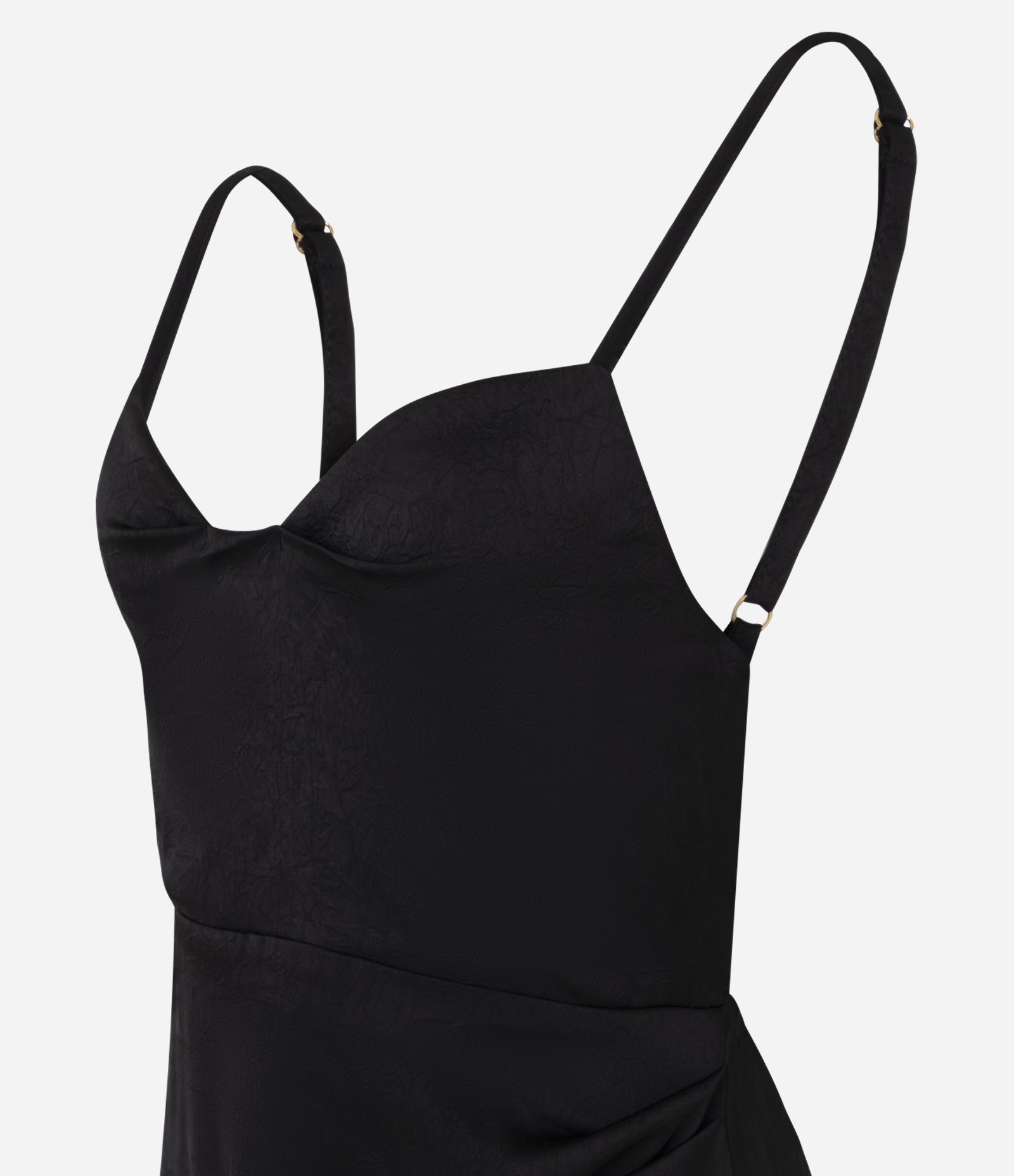 Vestido Midi Assimétrico com Franzido Lateral Preto 2