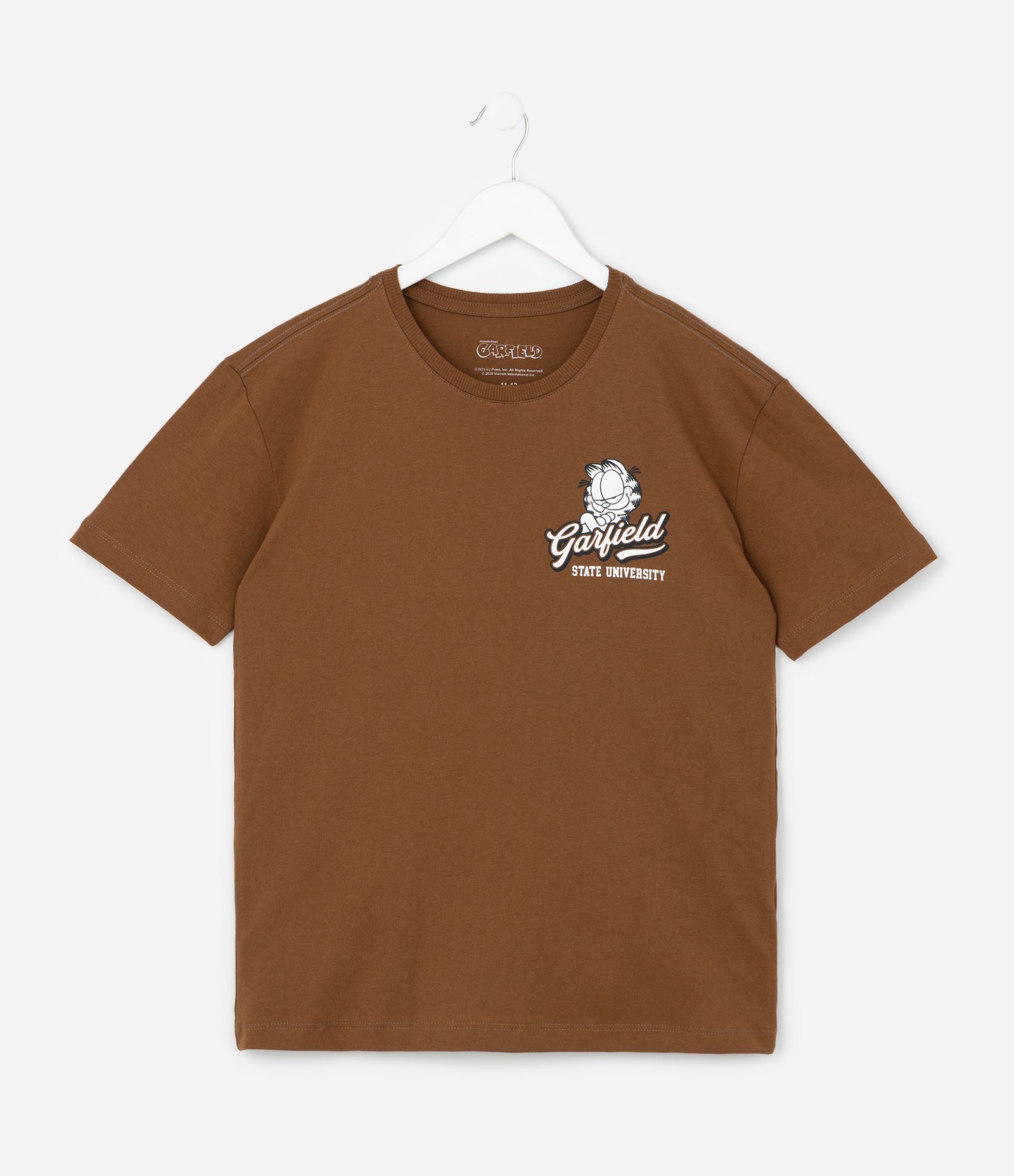 Camiseta Infantil Relaxed com Estampa Garfield - Tam 5 a 14 Anos Marrom 1
