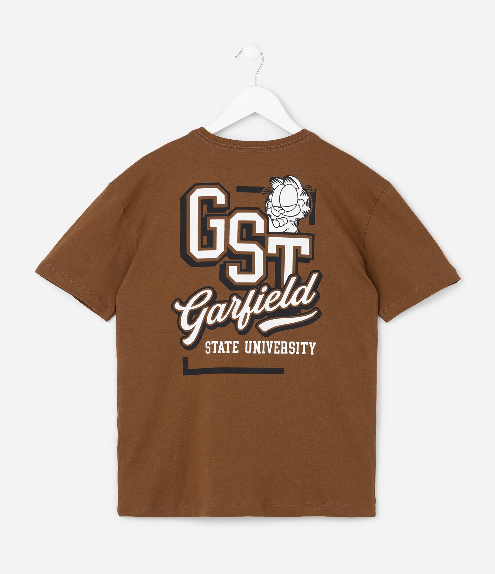 Camiseta Infantil Relaxed com Estampa Garfield - Tam 5 a 14 Anos Marrom 2