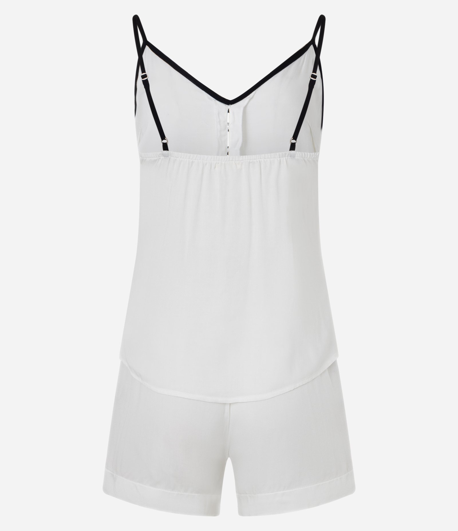 Pijama Short Doll em Cetim de Viscose com Viés Contrastante Branco 2