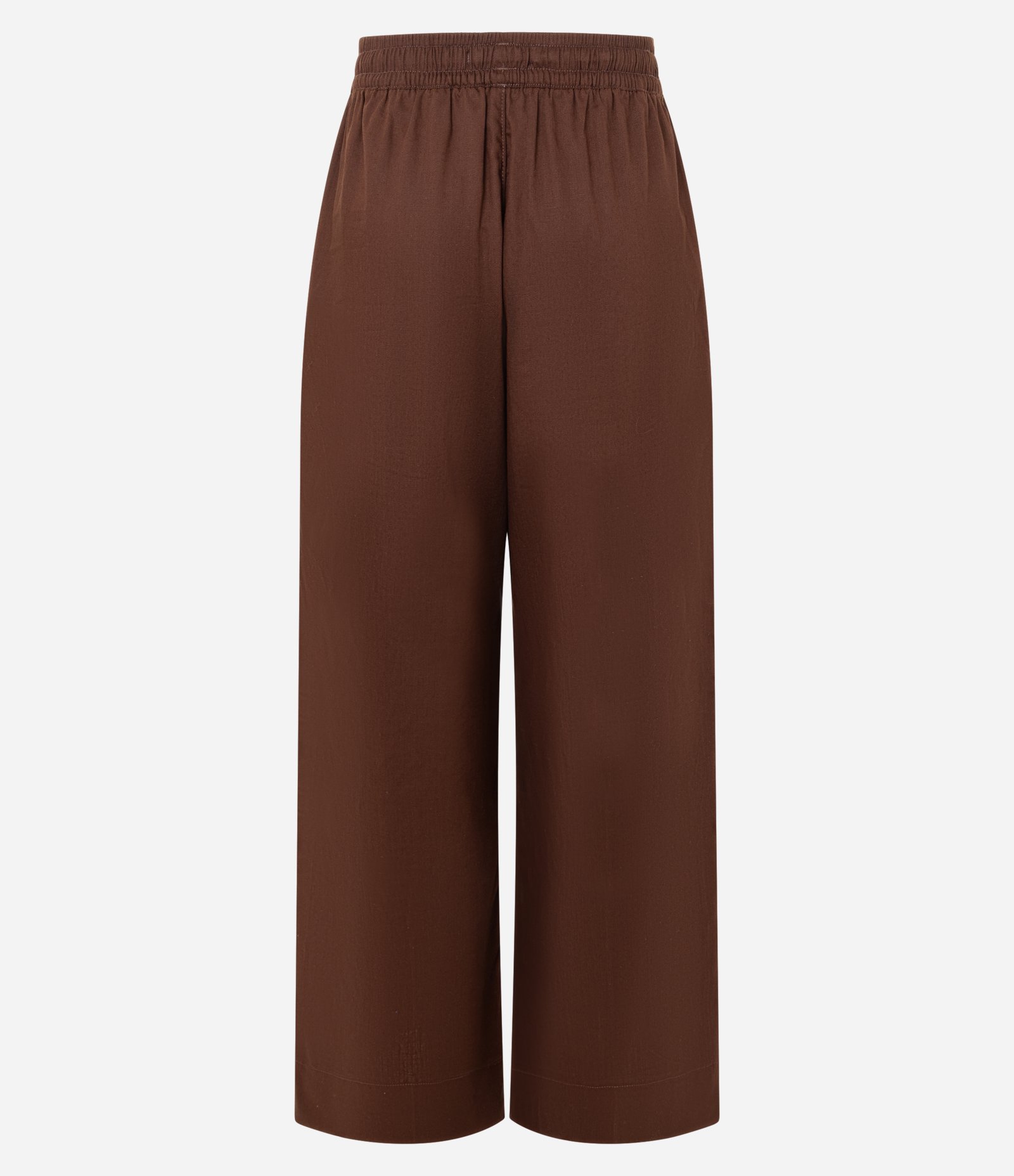 Calça Wide Leg em Sarja com Frisos Marrom 6