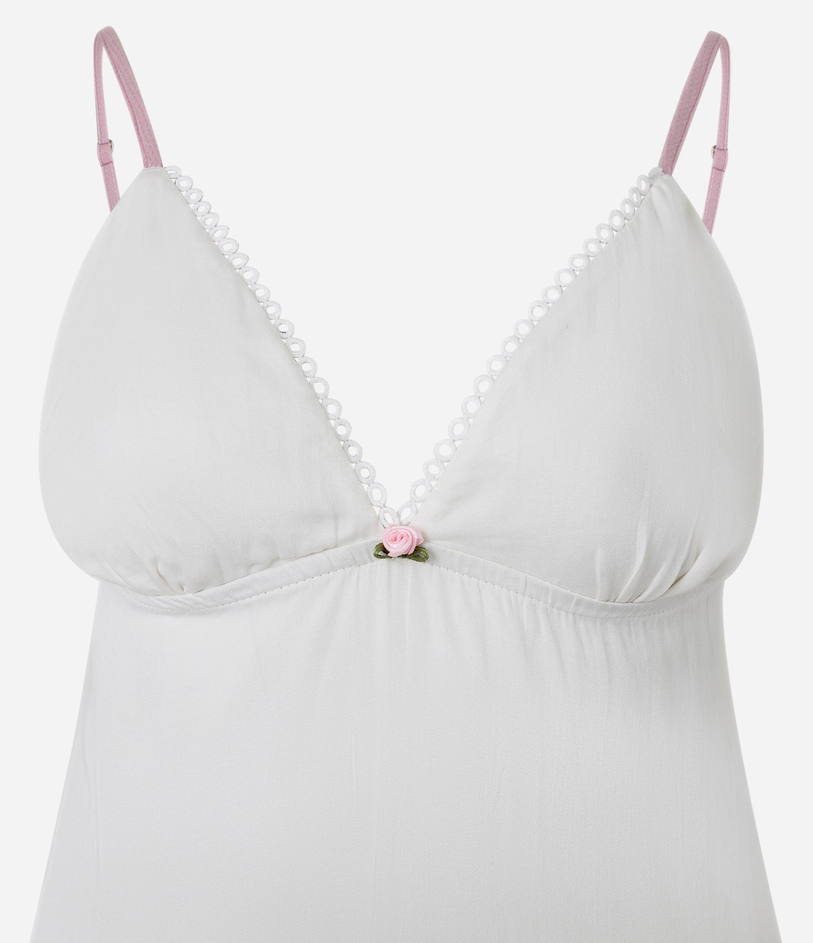 Pijama Short Doll em Viscose com Florzinha e Detalhe Contrastante Branco 5