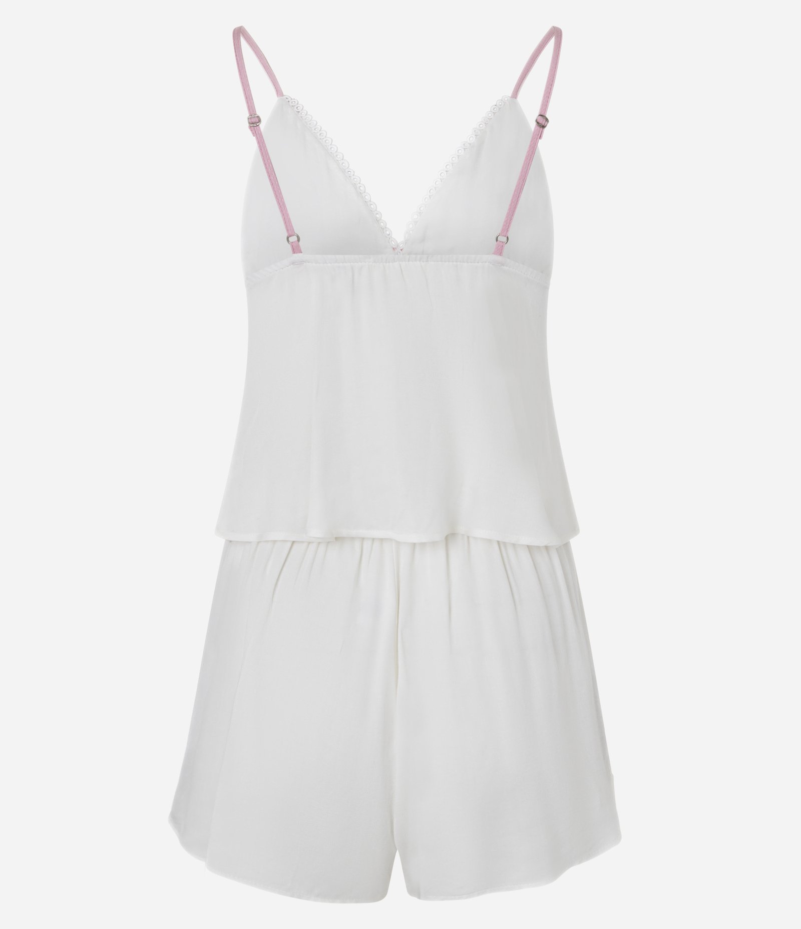 Pijama Short Doll em Viscose com Florzinha e Detalhe Contrastante Branco 6