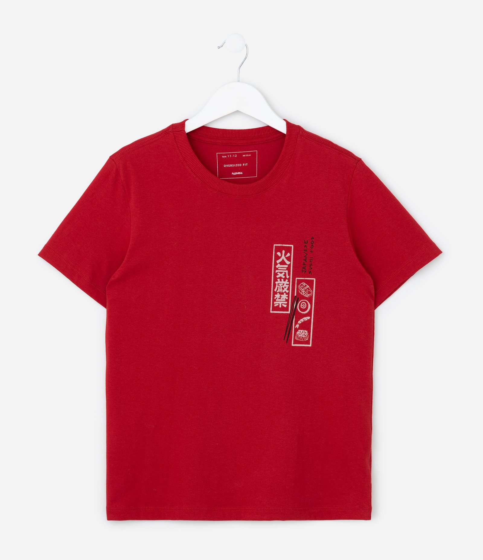 Camiseta Infantil Regular com Estampa de Sushi - Tam 5 a 14 Anos Vermelho 1