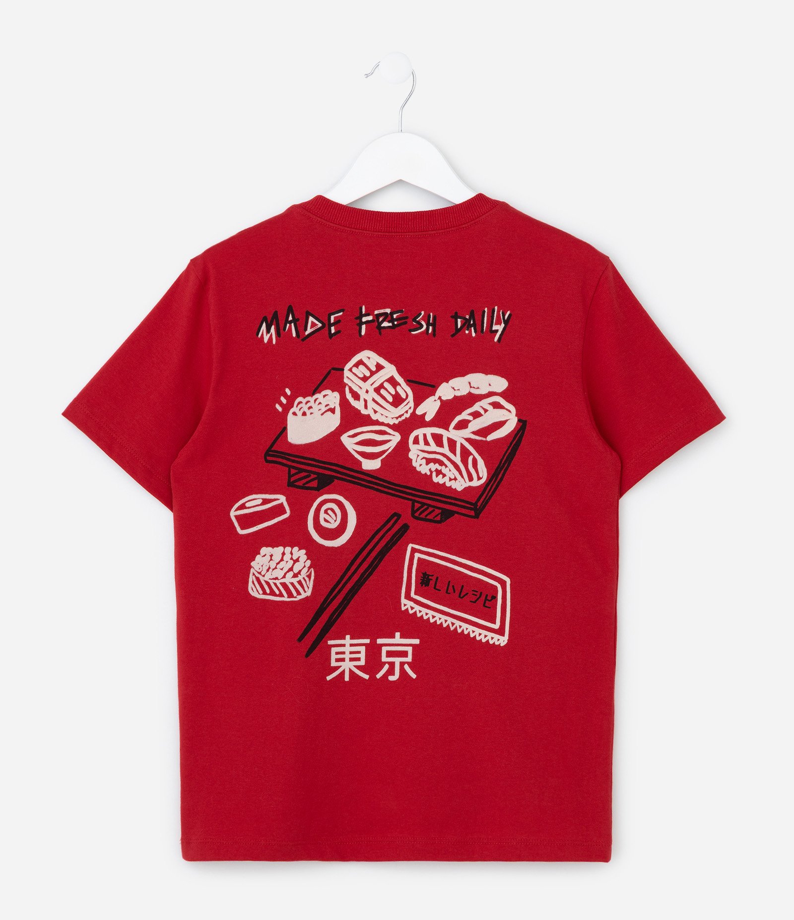 Camiseta Infantil Regular com Estampa de Sushi - Tam 5 a 14 Anos Vermelho 2