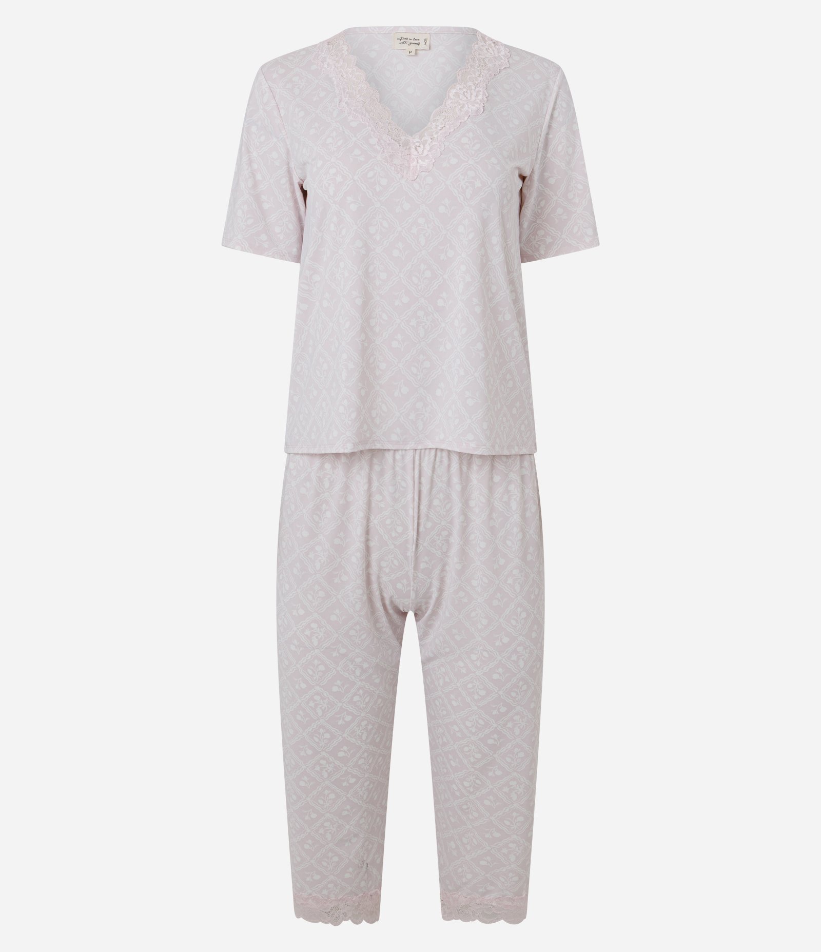 Pijama Capri em Microfibra com Renda e Estampa Floral Roxo 5