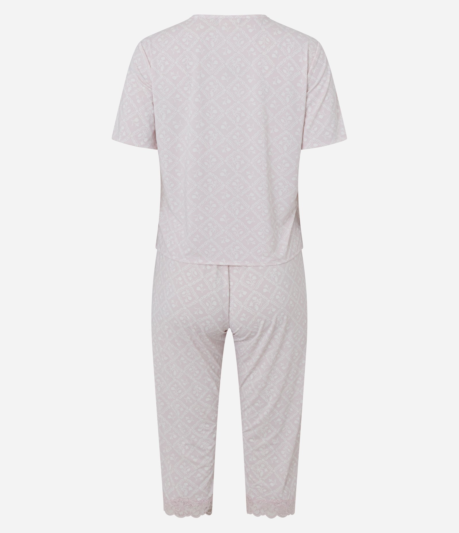 Pijama Capri em Microfibra com Renda e Estampa Floral Roxo 7