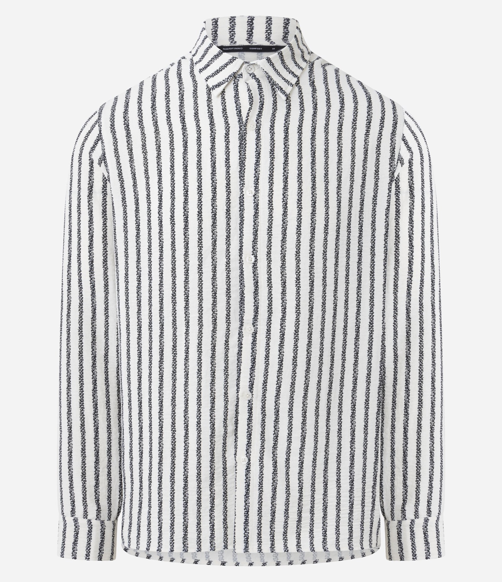 Camisa Comfort em Alfaiataria com Listras Verticais Branco 5