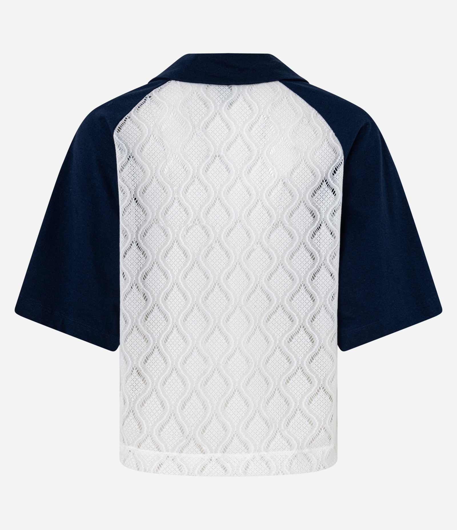 Camiseta College em Renda com Cava Rraglan e Estampa Kansas Branco 8