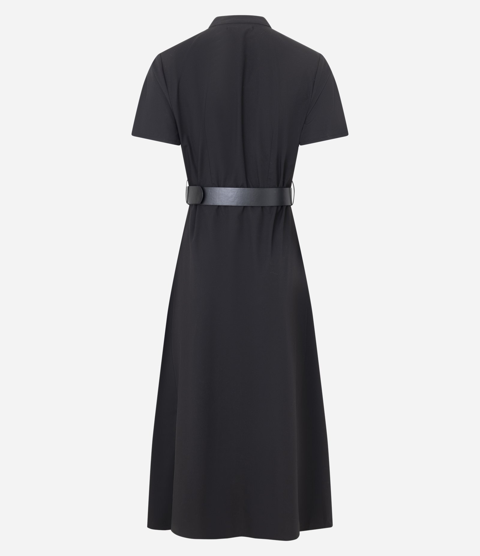 Vestido Midi Com Manga Curta e Cinto com Fivela Preto 5