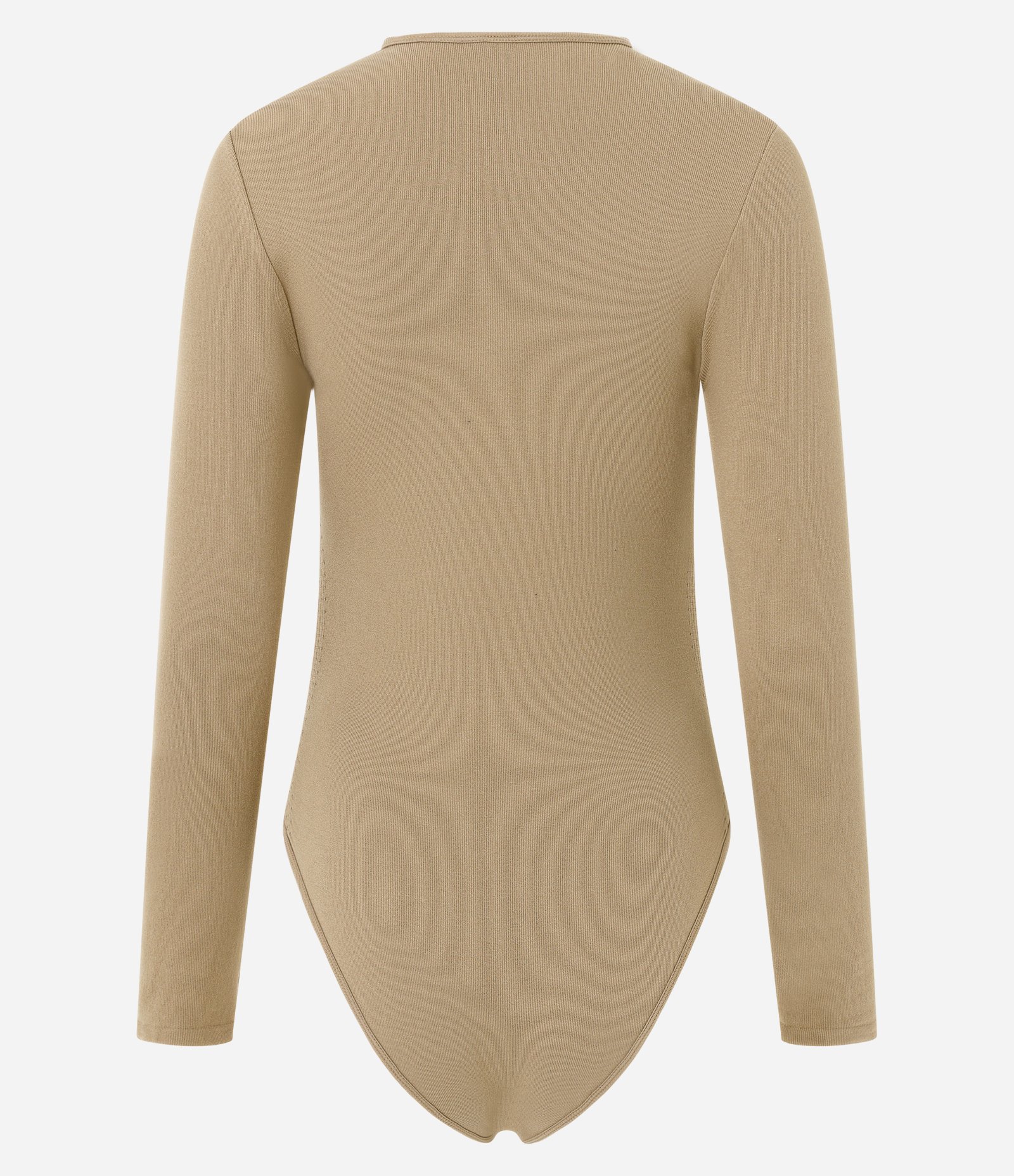 Body Sem Costura em Poliamida com Manga Longa Bege 6