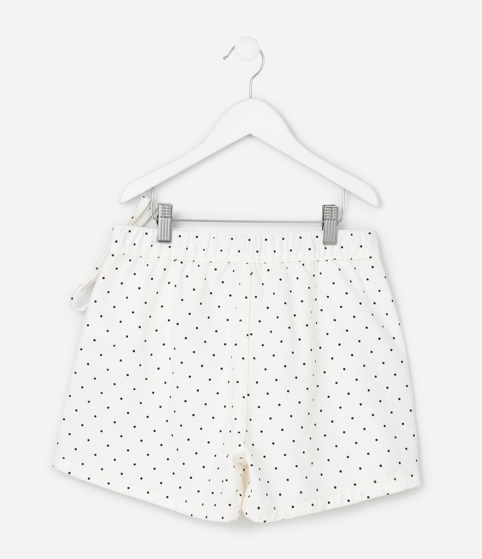 Short Saia Infantil em Sarja com Estampa Poá - Tam 7 a 16 Anos Branco/Preto 2